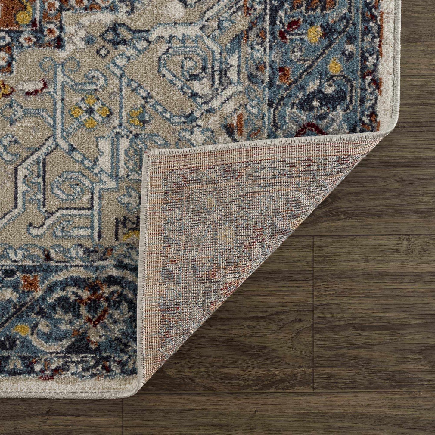 Cabacungan Blue & Rust Washable Area Rug - Clearance - Boutique Rugs