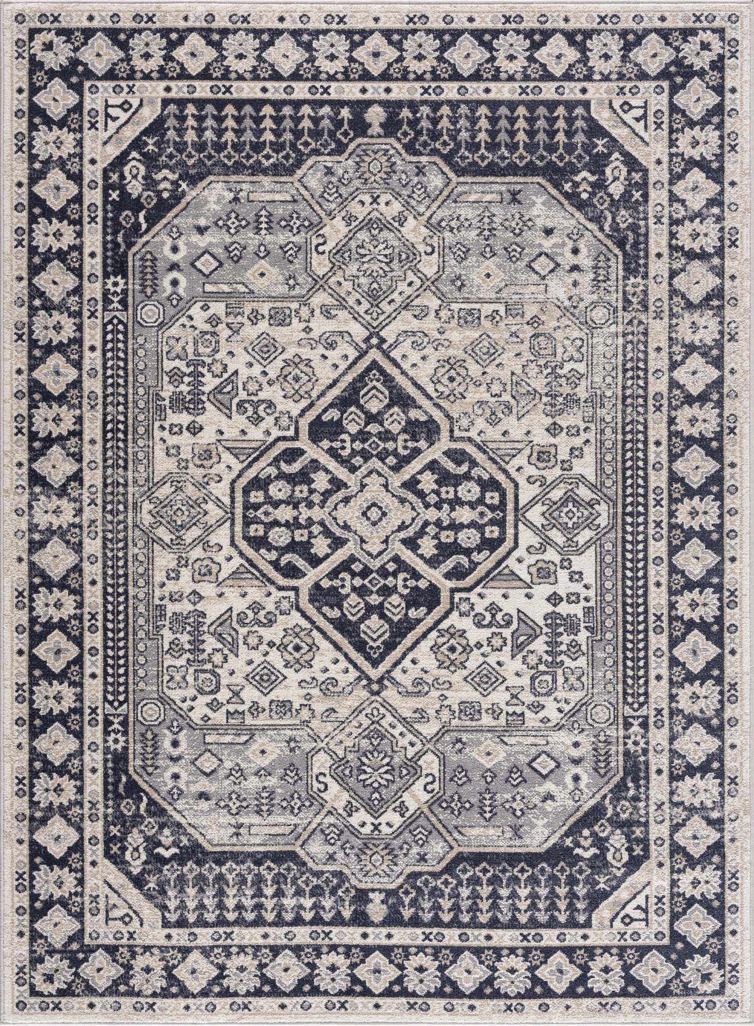 Cabacungan Cream & Gray Washable Area Rug - Boutique Rugs