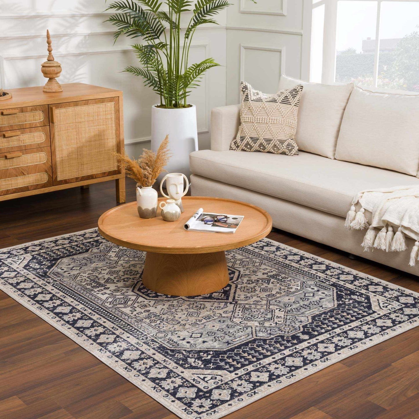 Cabacungan Cream & Gray Washable Area Rug - Boutique Rugs