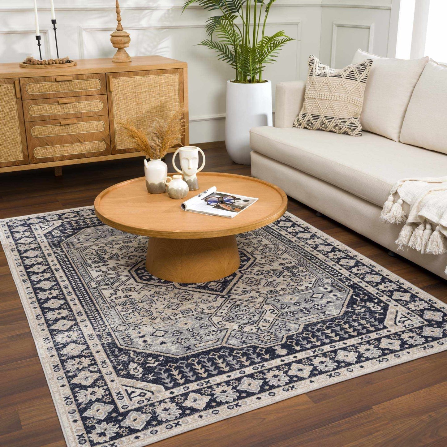 Cabacungan Cream & Gray Washable Area Rug - Boutique Rugs