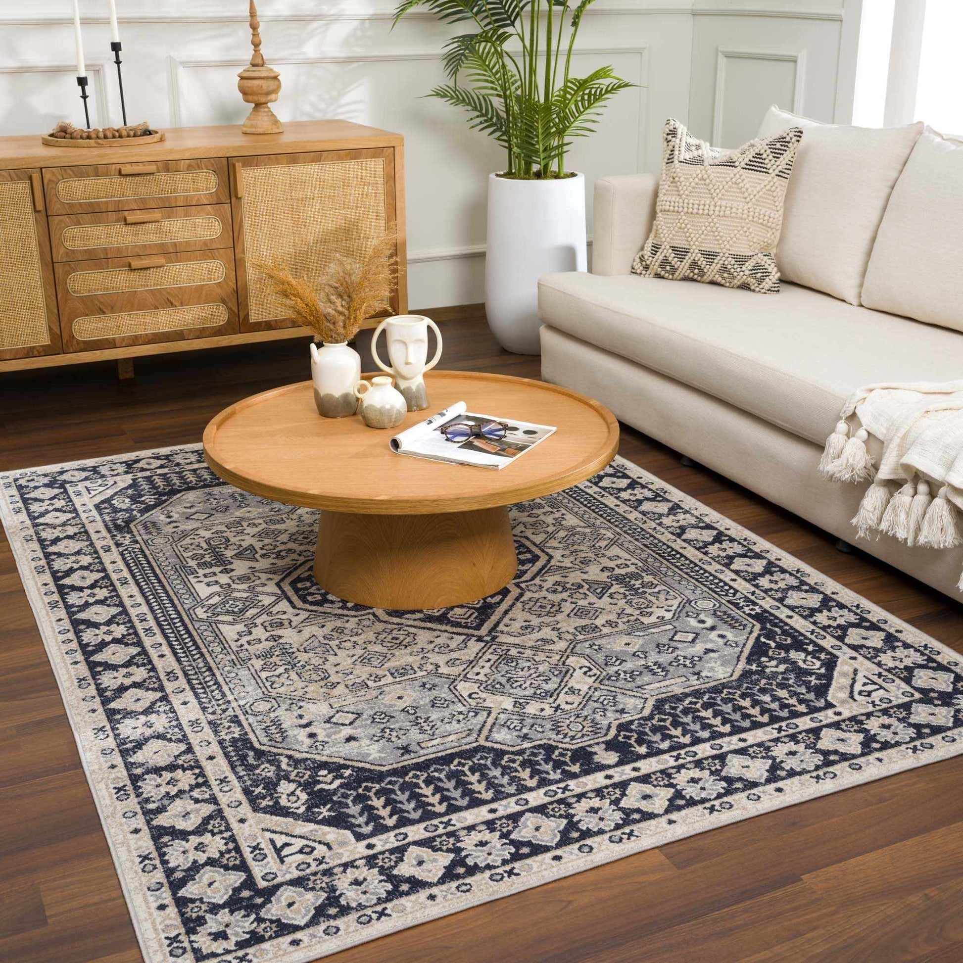 Cabacungan Cream & Gray Washable Area Rug - Boutique Rugs