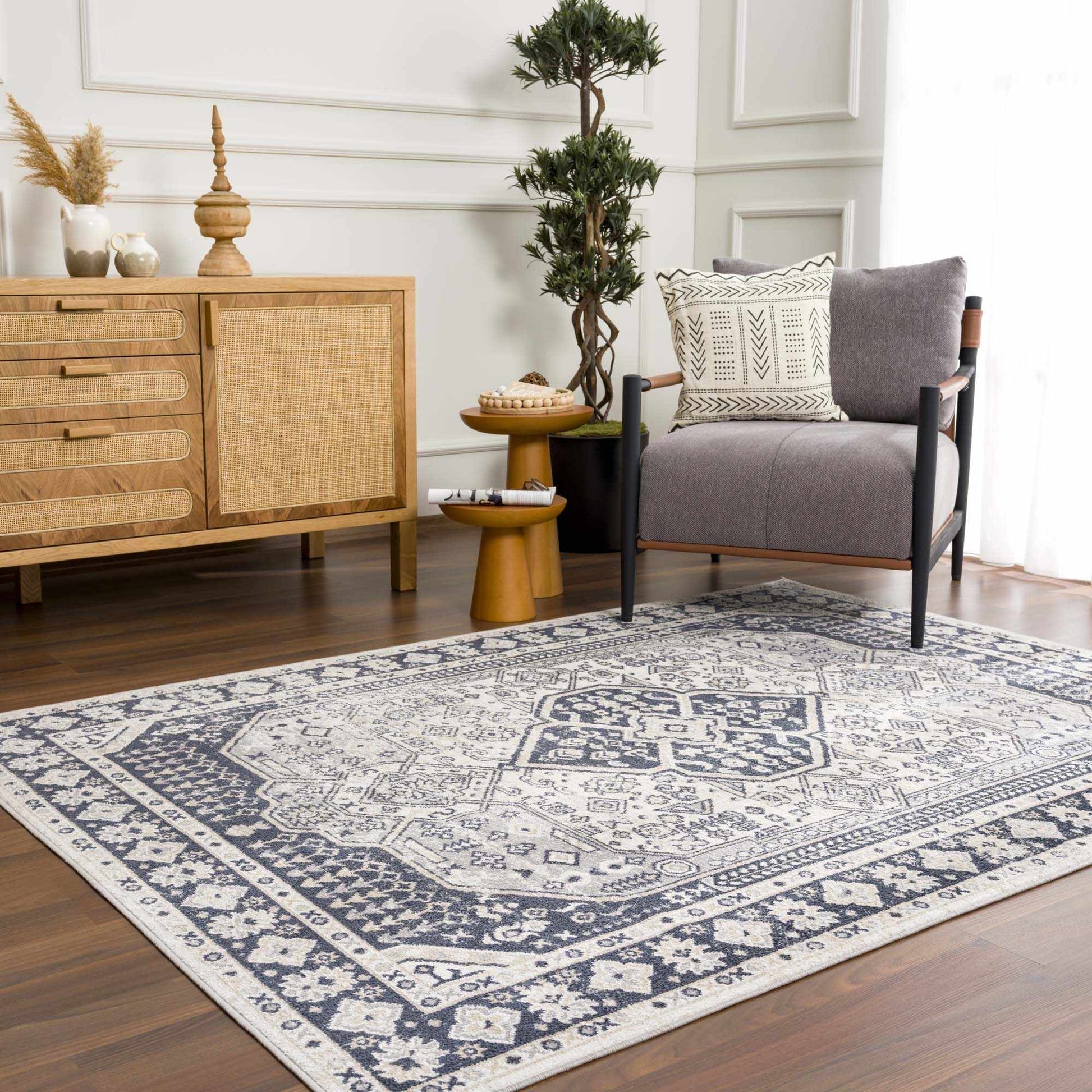 Cabacungan Cream & Gray Washable Area Rug - Boutique Rugs