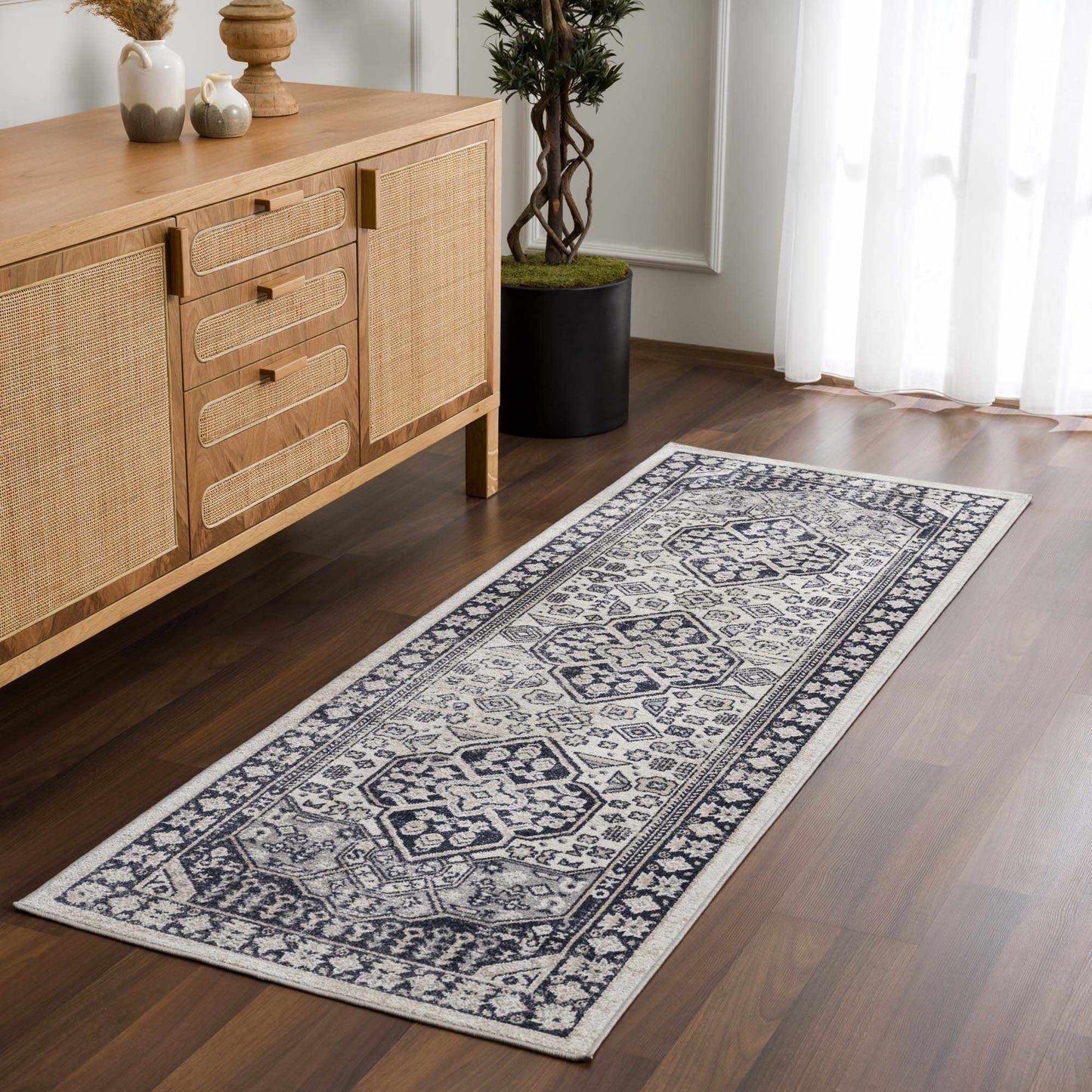 Cabacungan Cream & Gray Washable Area Rug - 2’7’’ x 7’3’’ Runner - Boutique Rugs