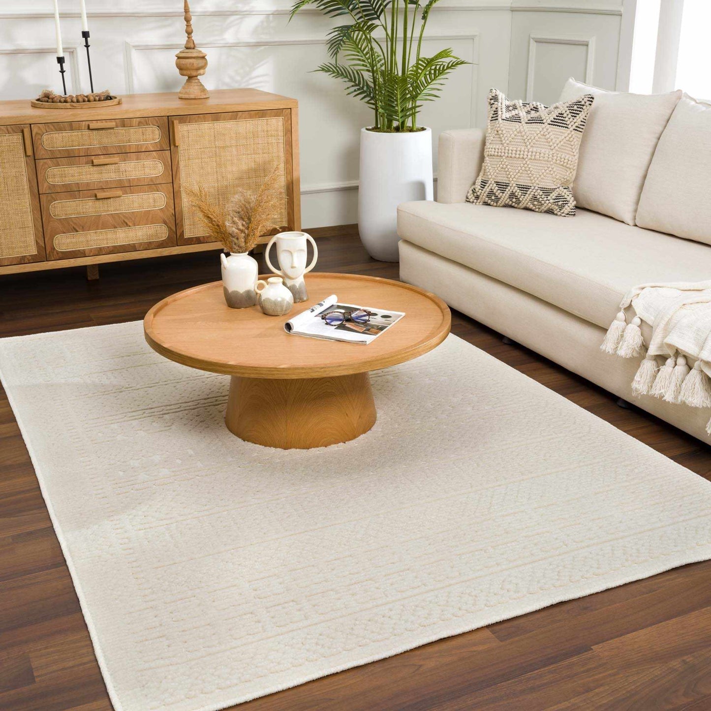 Bahar Cream Washable Area Rug - Boutique Rugs