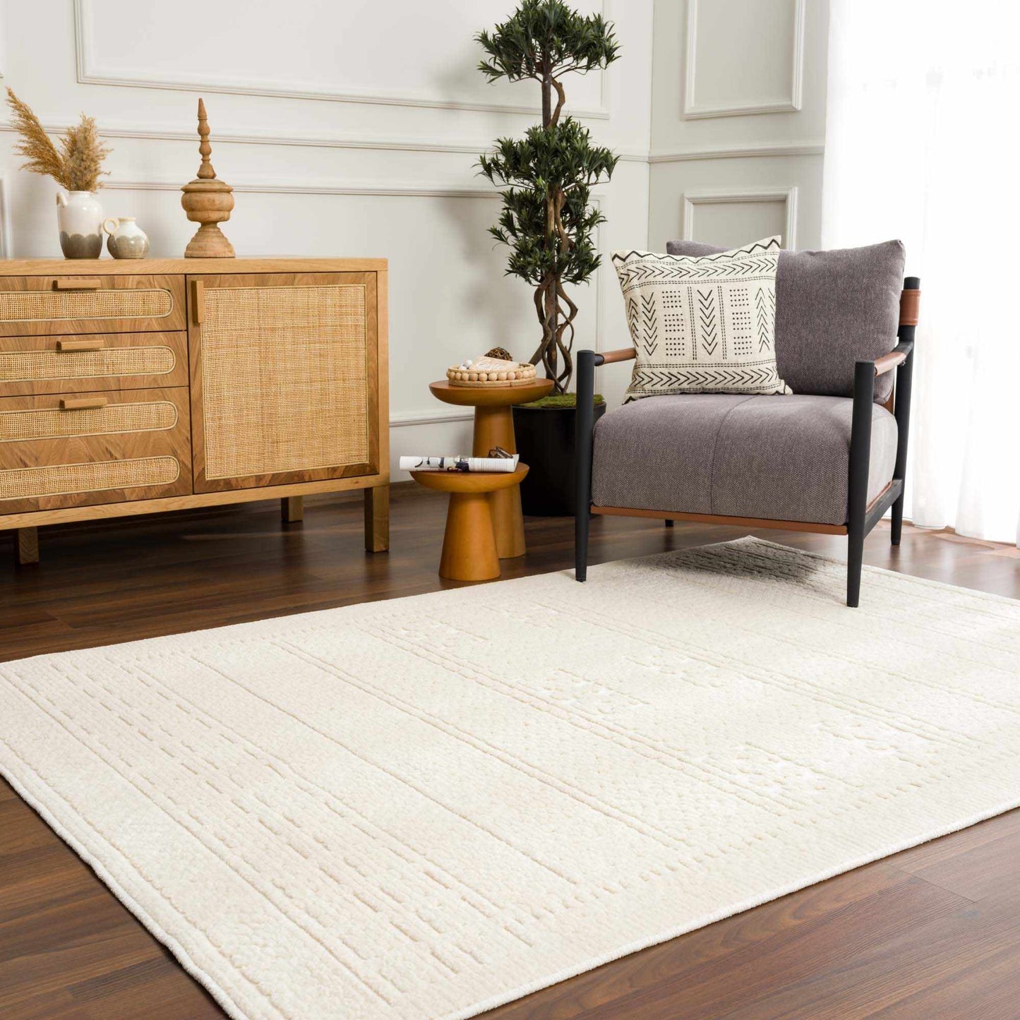Bahar Cream Washable Area Rug - 5’ x 7’2’’ Rectangle - Boutique Rugs