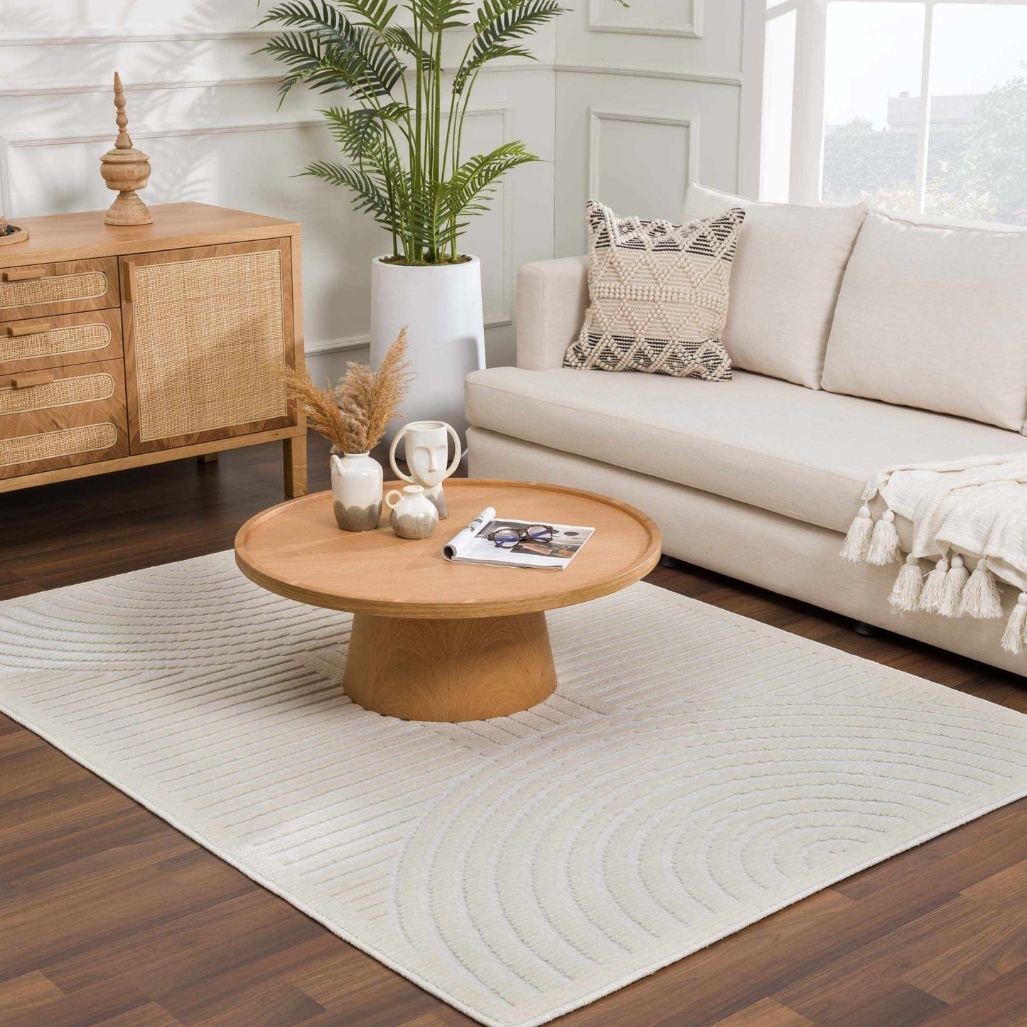 Deron White Washable Area Rug - 5’ x 7’2’’ Rectangle - Boutique Rugs