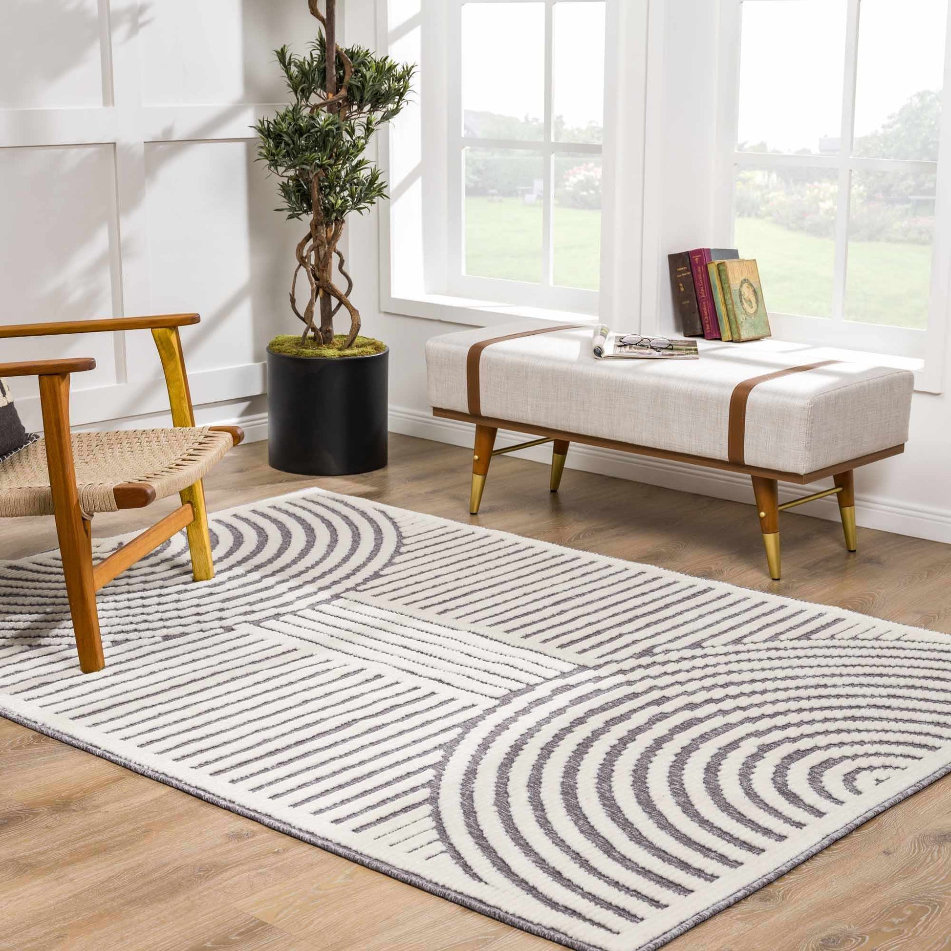 Deron Gray Washable Area Rug - Boutique Rugs