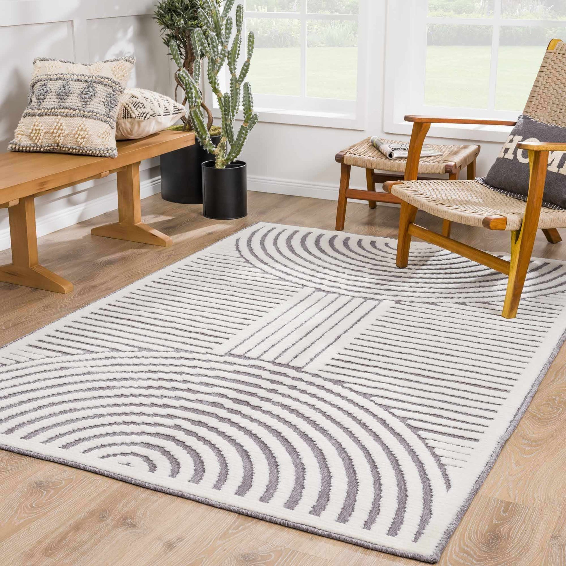 Deron Gray Washable Area Rug - Boutique Rugs