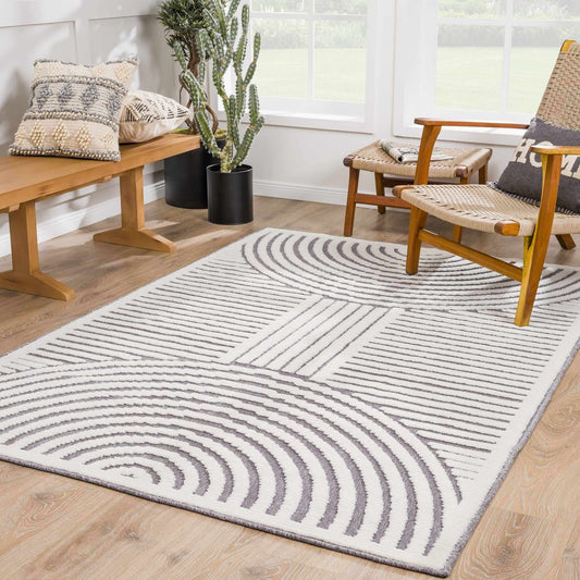 Deron Gray Washable Area Rug - Boutique Rugs
