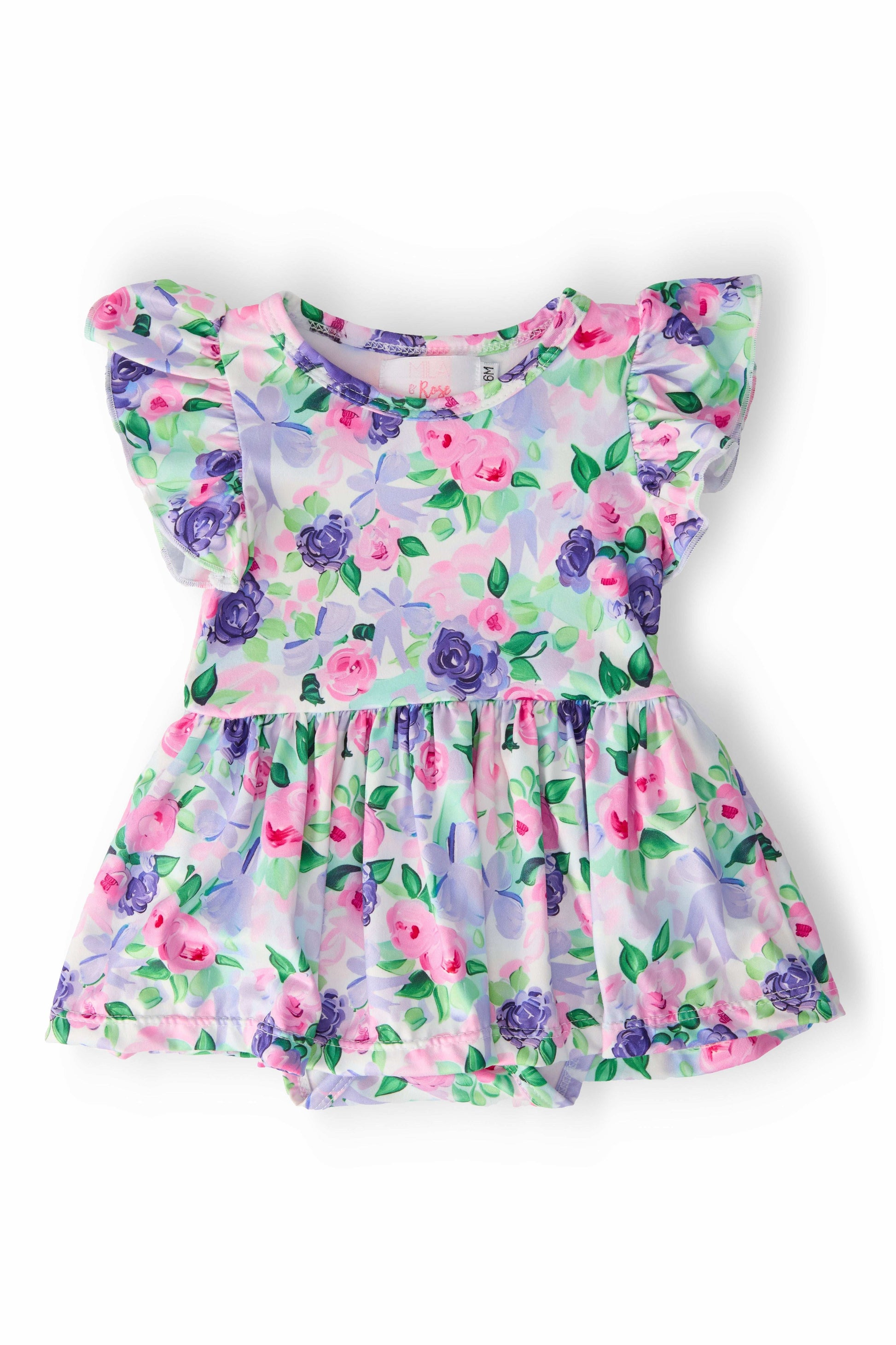 Lavender Love Floral Flutter Twirl Bodysuit Baby Outfit - Mila & Rose ®