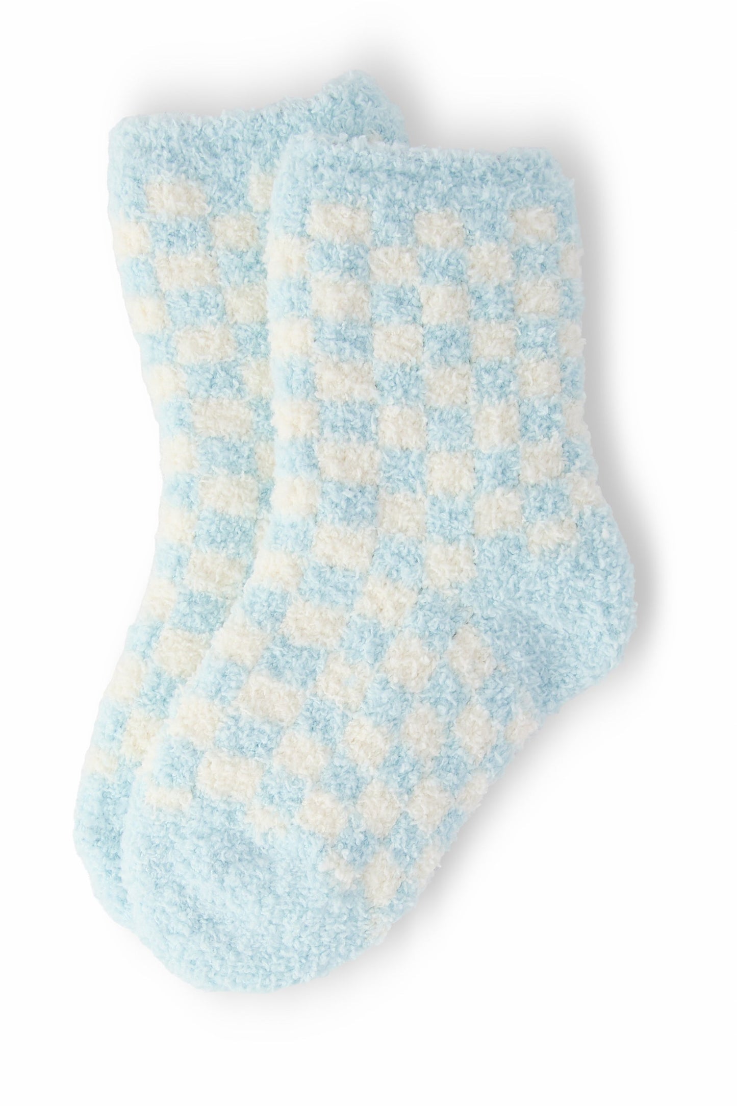 Kids Cozy Socks - Light Blue Checker - Mila & Rose ®