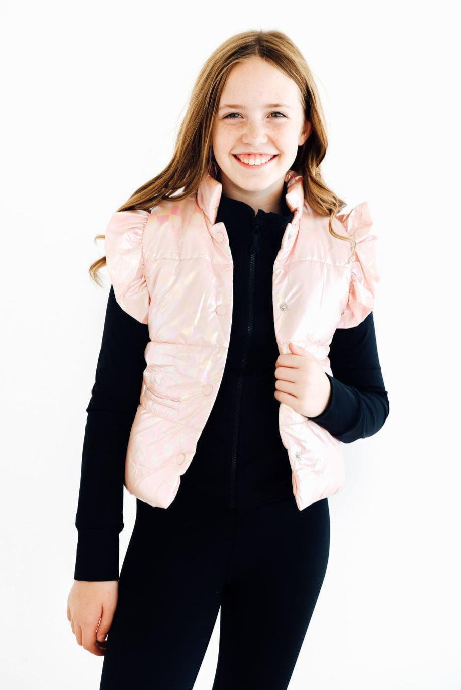 Light Pink Checker Puffer Vest - Mila & Rose ®