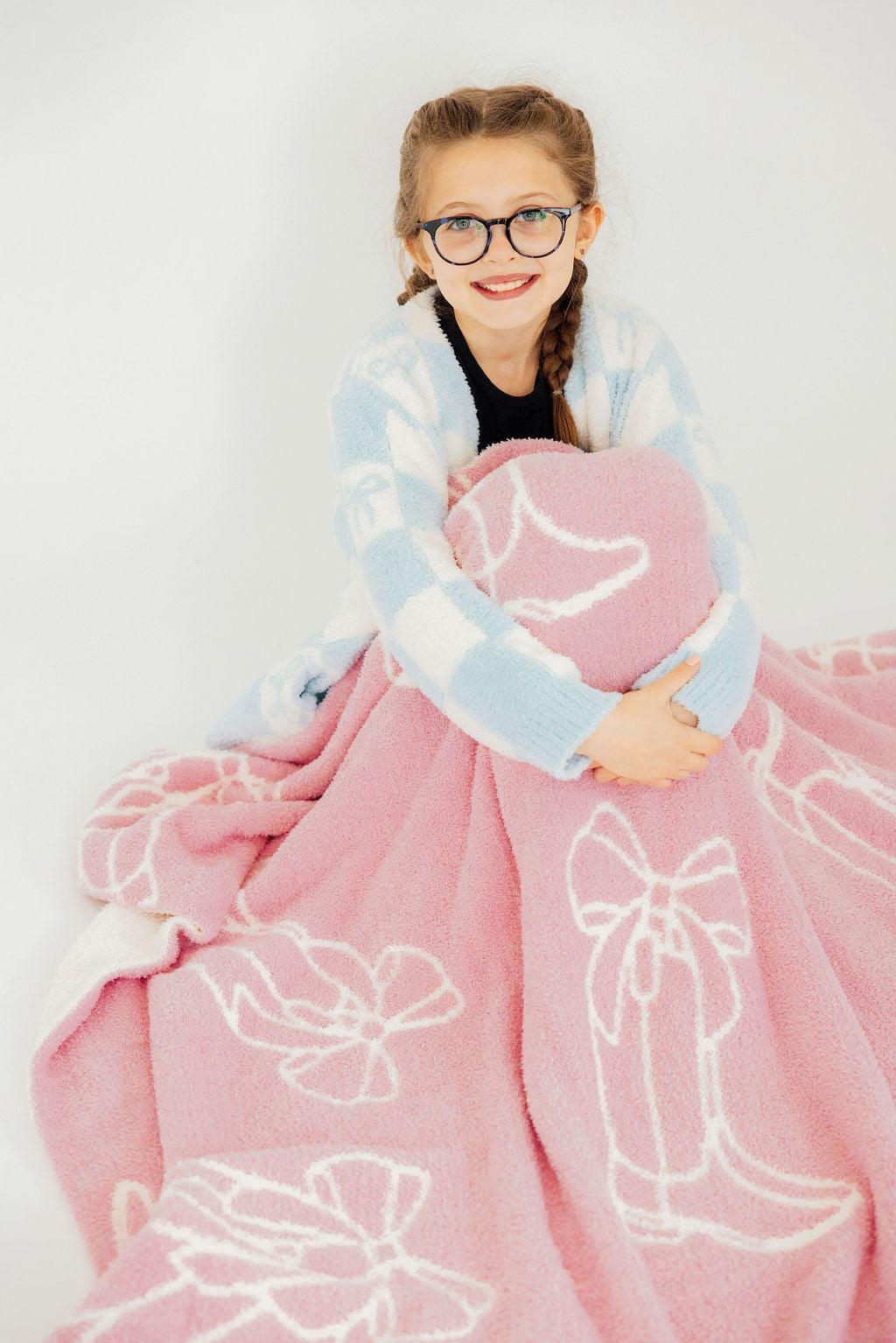 Kids Cozy Blanket - Light Pink Cowgirl - Mila & Rose ®
