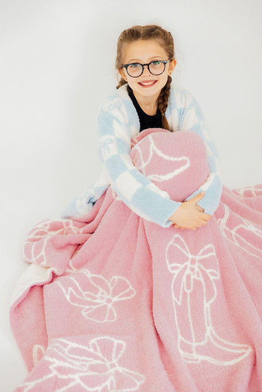 Kids Cozy Blanket - Light Pink Cowgirl - Mila & Rose ®