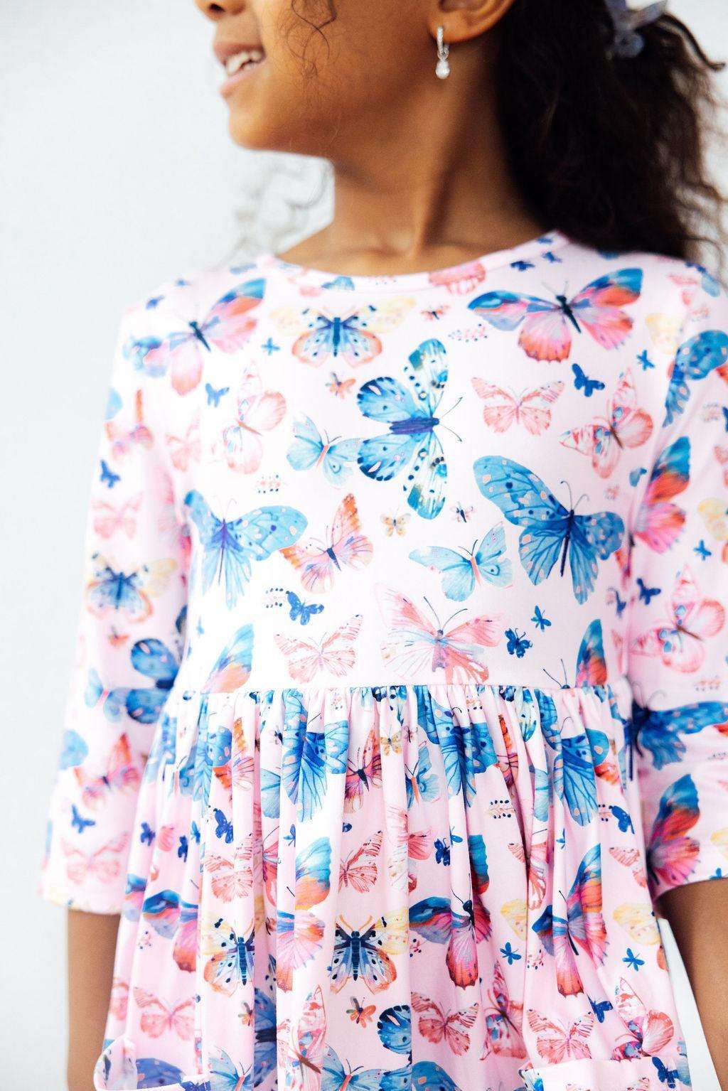 Little Flutters 3/4 Sleeve Pocket Twirl Dress - Mila & Rose ®