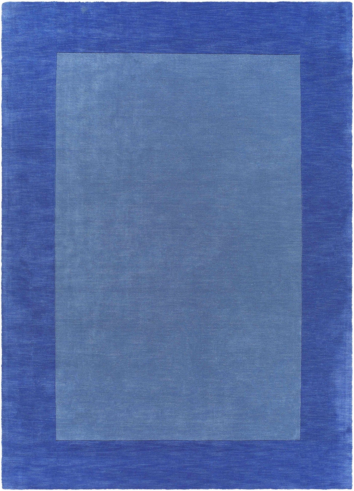 Solid Blue Bordered Wool Rug - Boutique Rugs