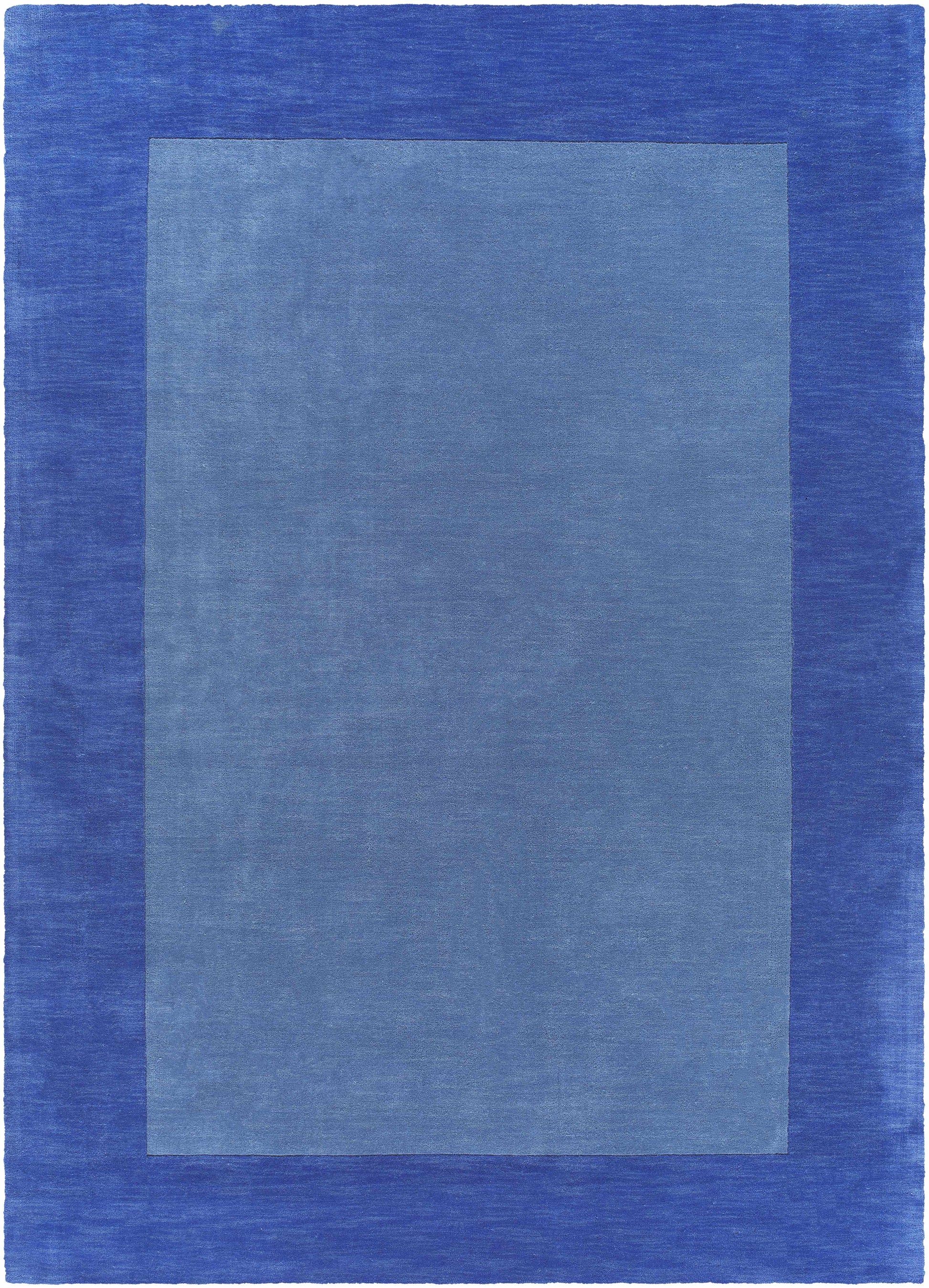 Solid Blue Bordered Wool Rug - Boutique Rugs