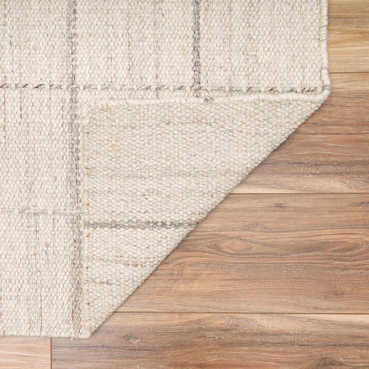 Cream Checkered Flat Woven Wool Rug - Boutique Rugs