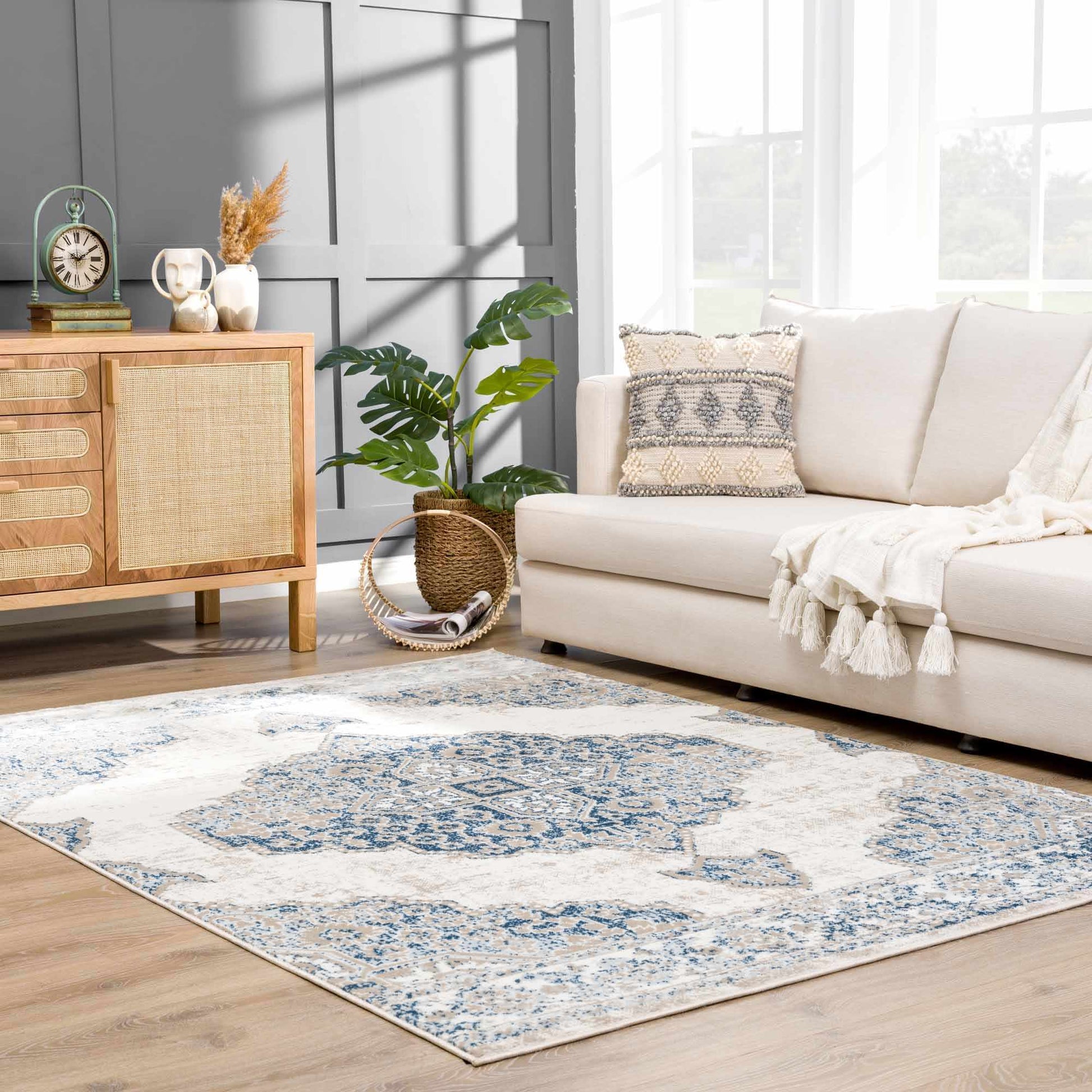 Amir Blue Medallion Area Rug - Boutique Rugs