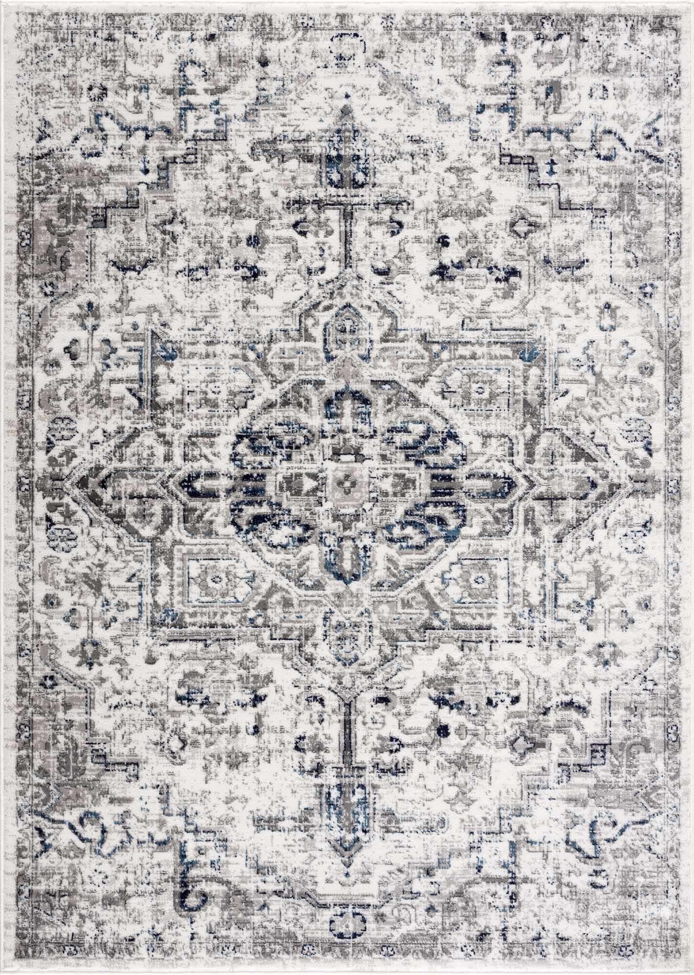 Buenaventura Cream & Navy Area Rug - Boutique Rugs