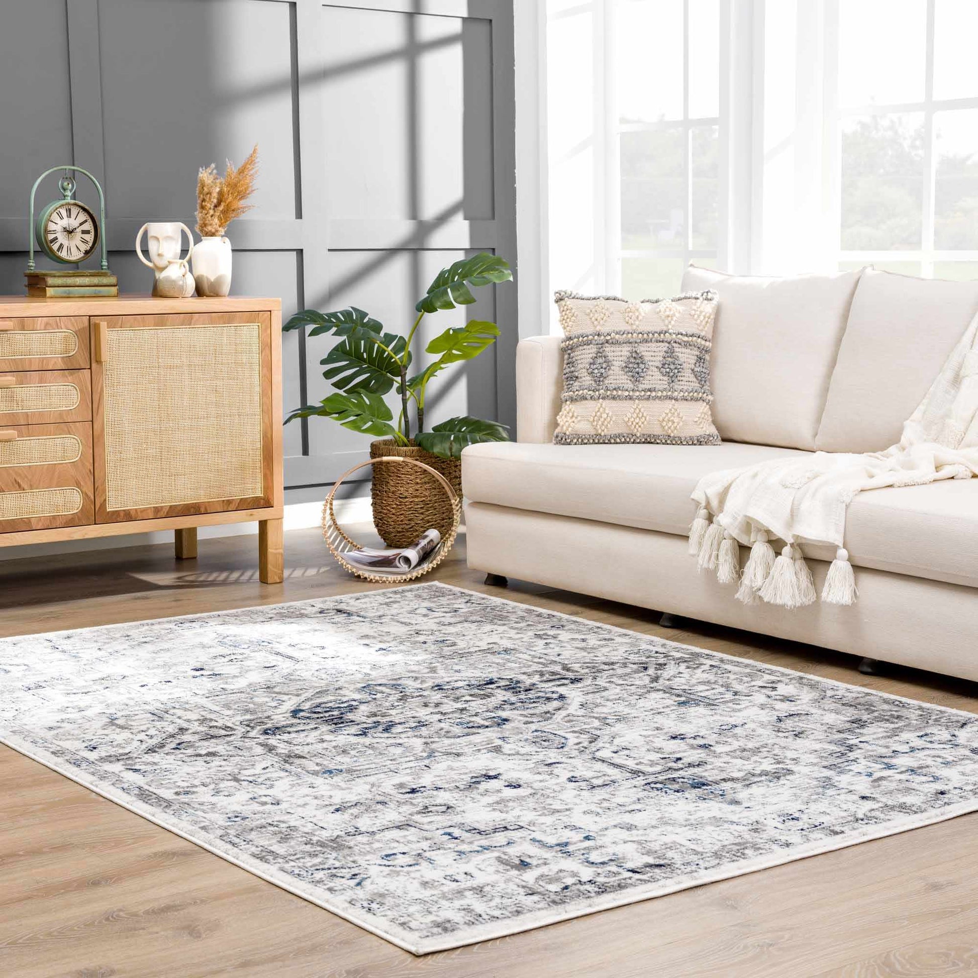 Buenaventura Cream & Navy Area Rug - Boutique Rugs