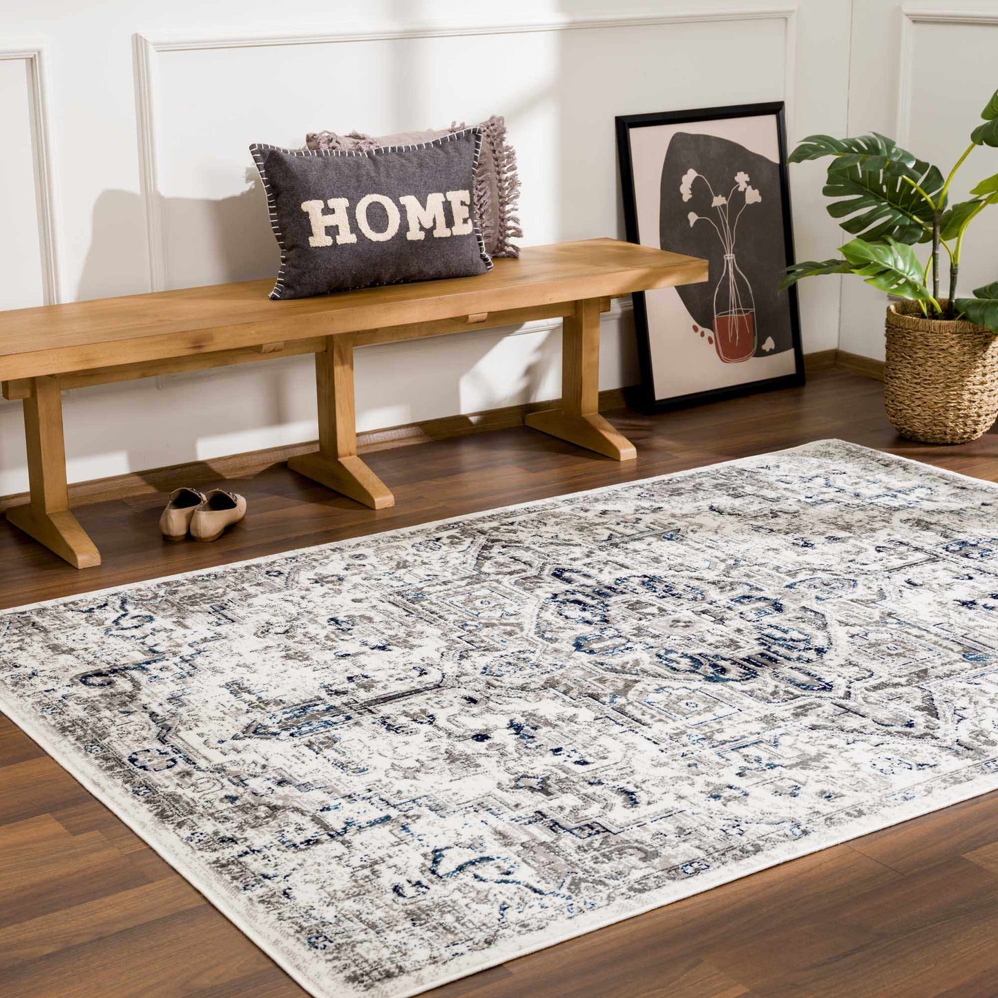 Buenaventura Cream & Navy Area Rug - Boutique Rugs