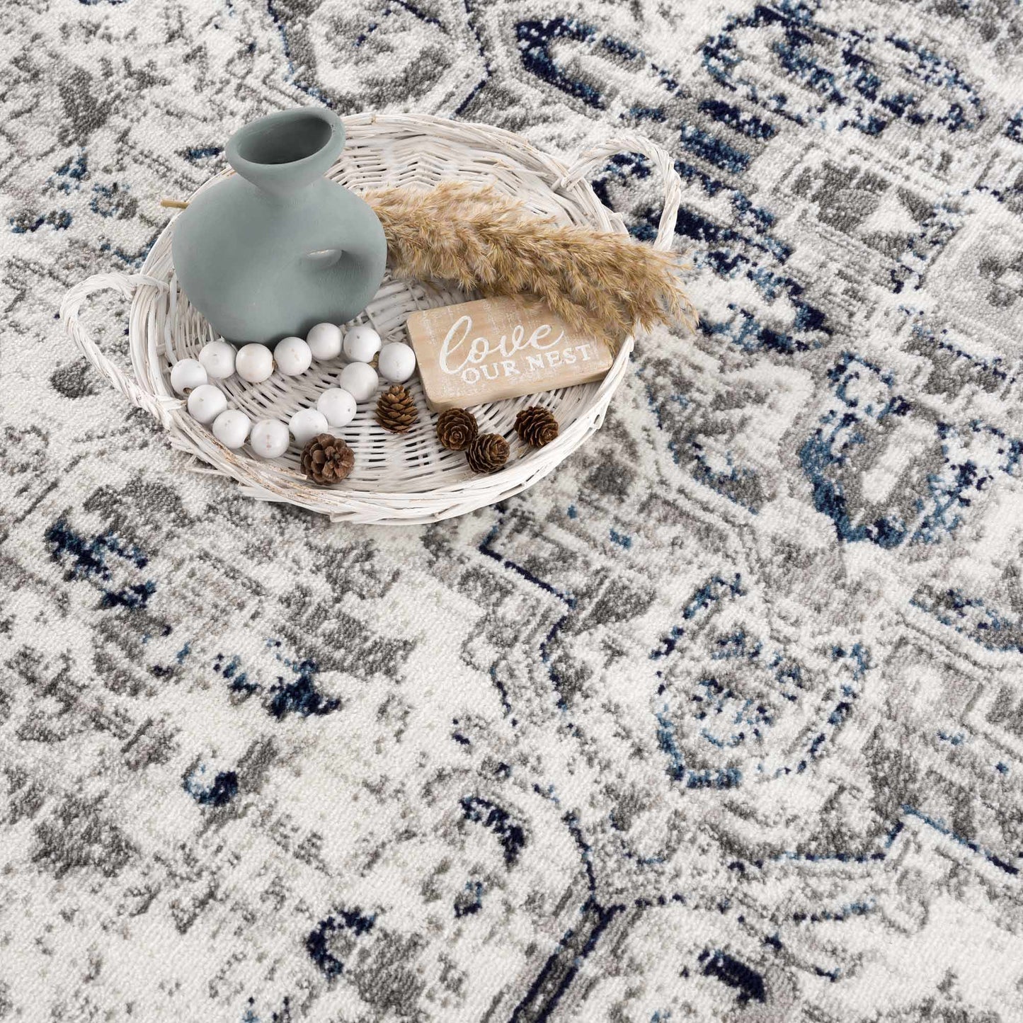 Buenaventura Cream & Navy Area Rug - Boutique Rugs