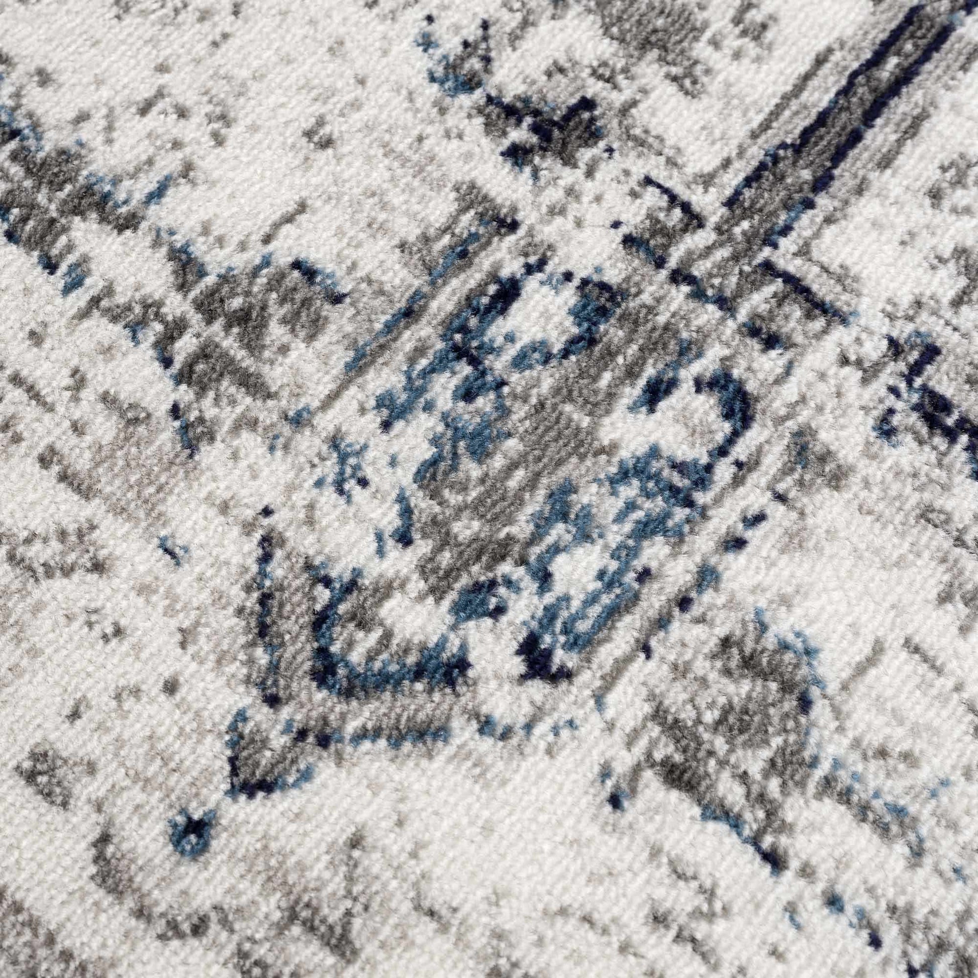 Buenaventura Cream & Navy Area Rug - 6’7’’ x 9’ Rectangle - Boutique Rugs