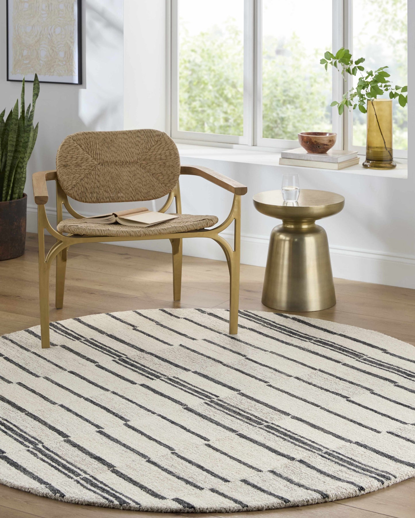 Black Broken Stripe Wool Rug - Boutique Rugs