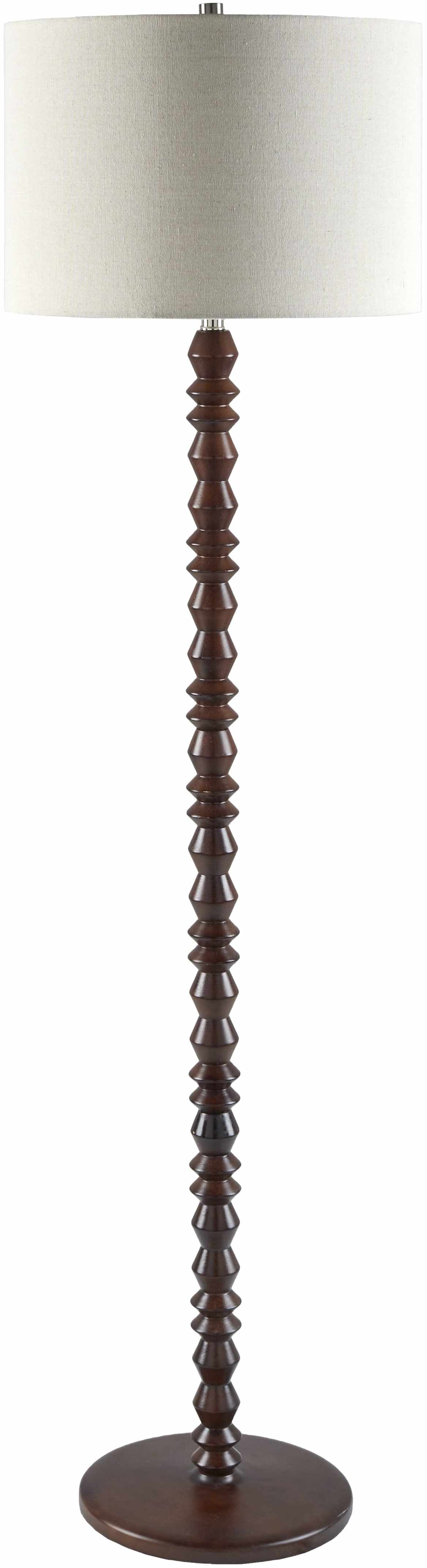 Dark Brown Beaded Wood Floor Lamp
