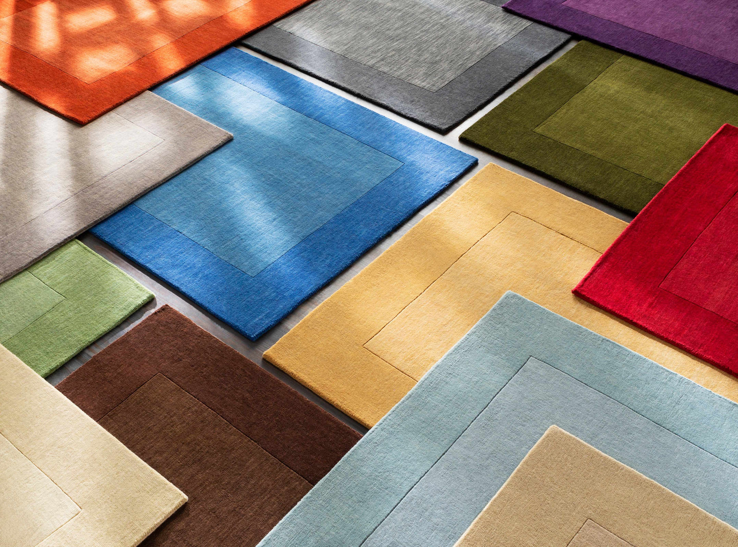 Solid Blue Bordered Wool Rug - Boutique Rugs