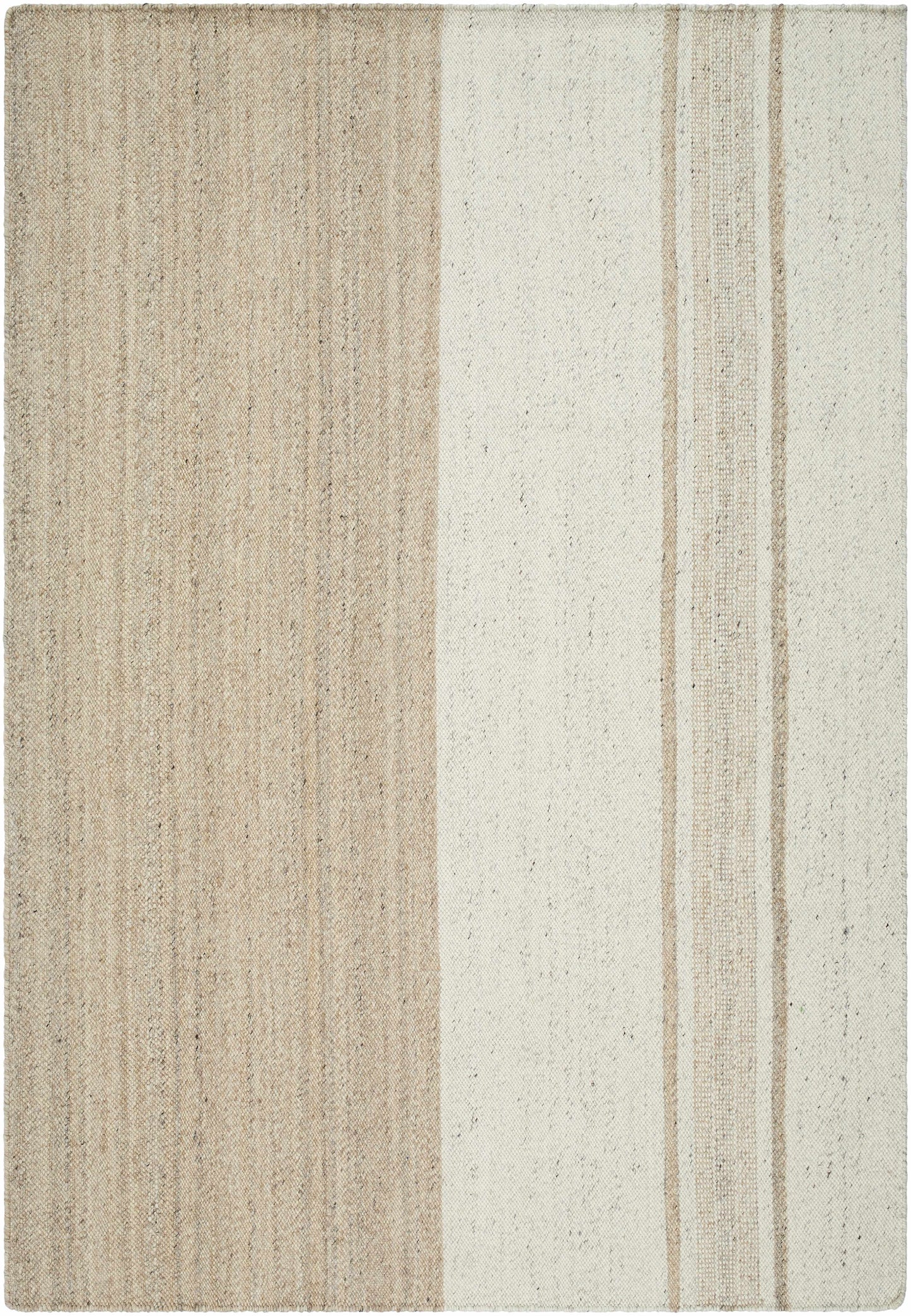Tan Wide Stripe Wool Rug - Boutique Rugs