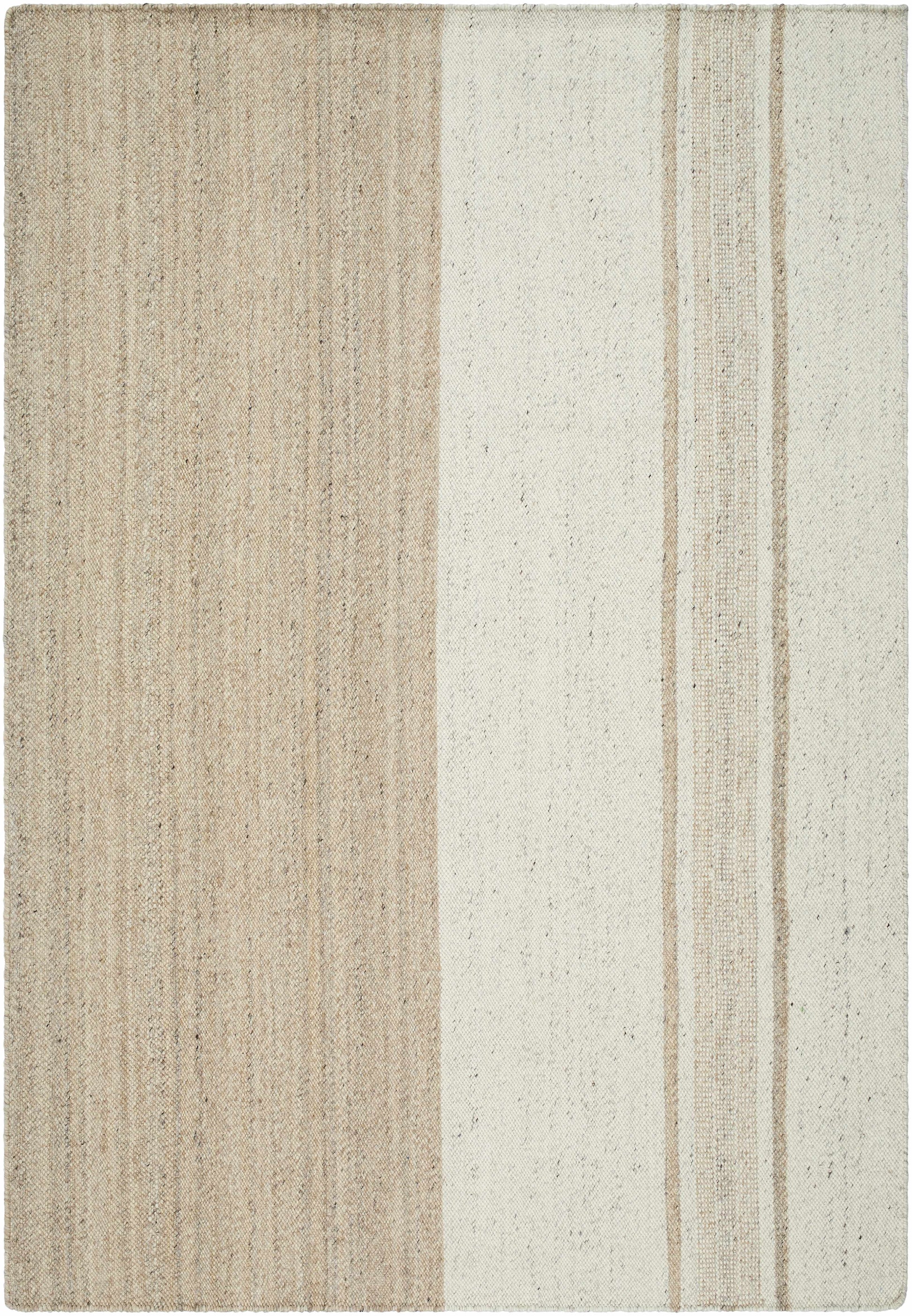 Tan Wide Stripe Wool Rug - Boutique Rugs