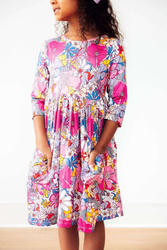 What’s Up Buttercup Mauve Floral Twirl Dress - Mila & Rose ®