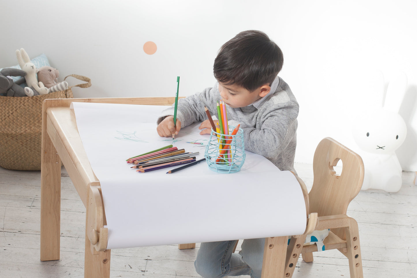 Mesasilla Juego de mesa ajustable primaria - con cajón - Oso Elefante Coche Conejo Estrella - Altura ajustable