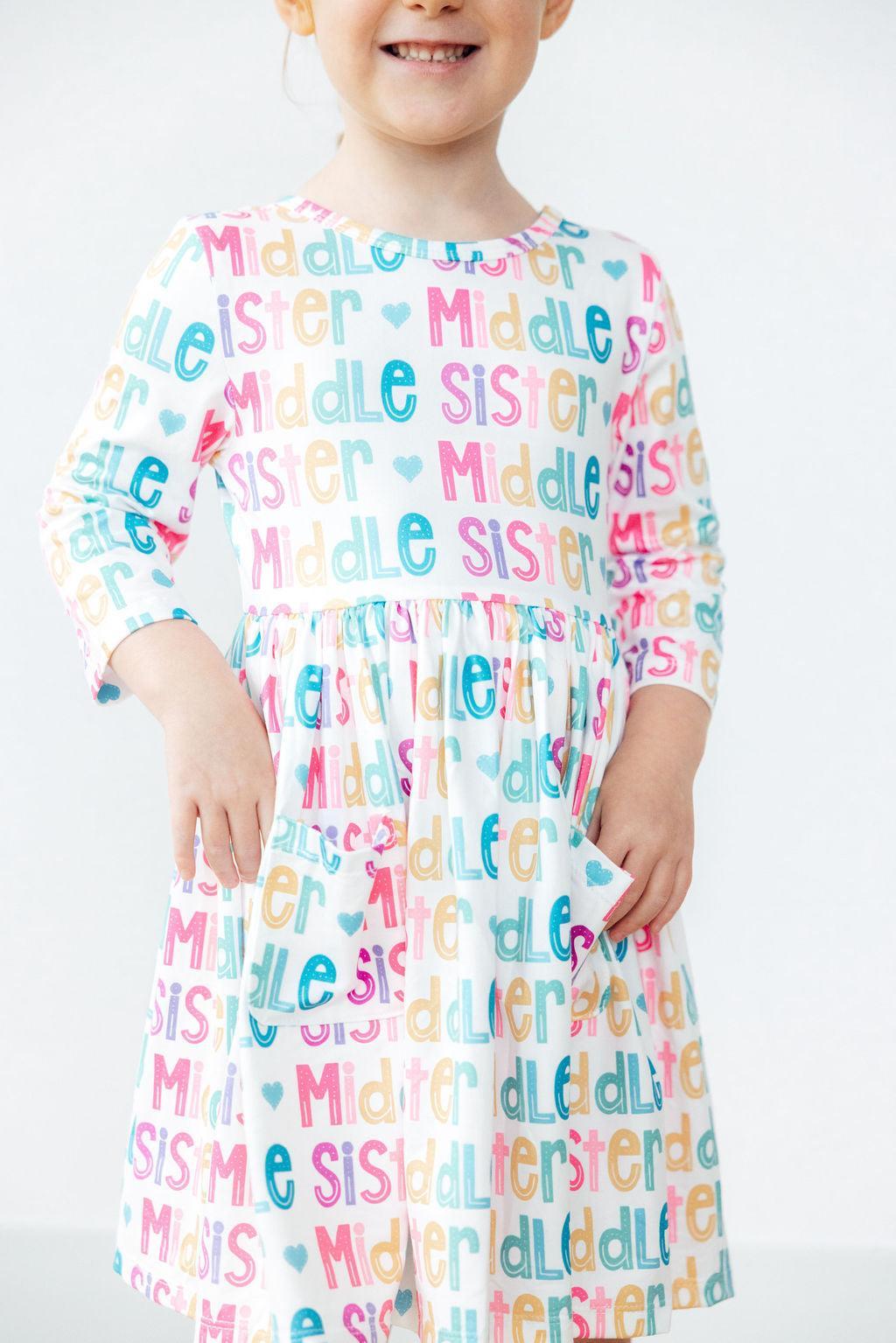 Middle Sister 3/4 Sleeve Pocket Twirl Dress - Mila & Rose ®
