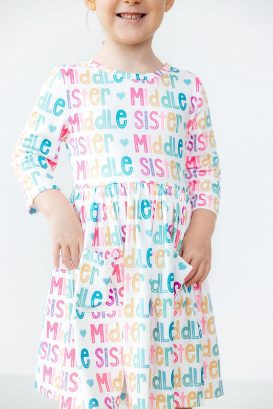 Middle Sister 3/4 Sleeve Pocket Twirl Dress - Mila & Rose ®