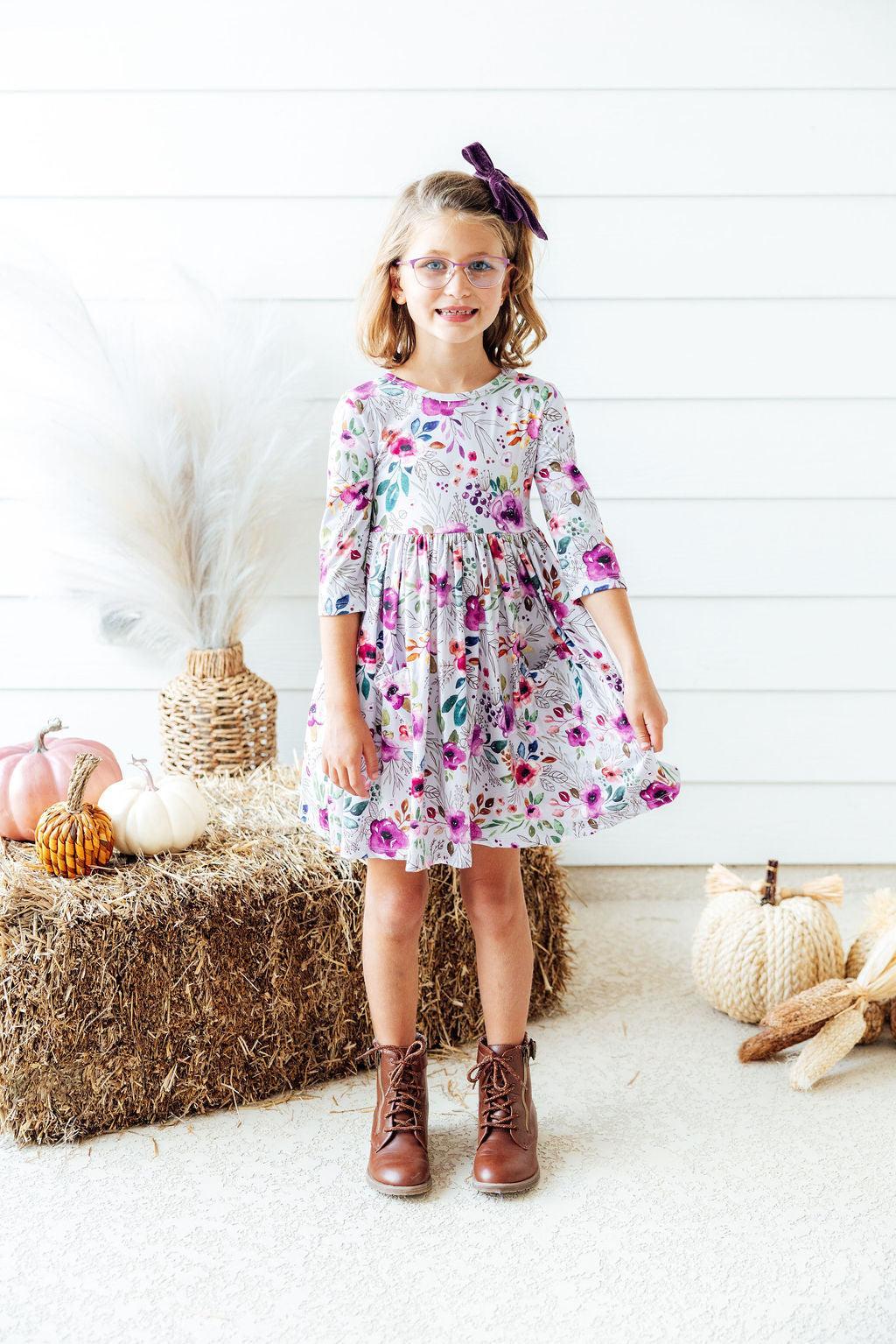 Midnight Rain Floral Twirl Dress - Mila & Rose ®