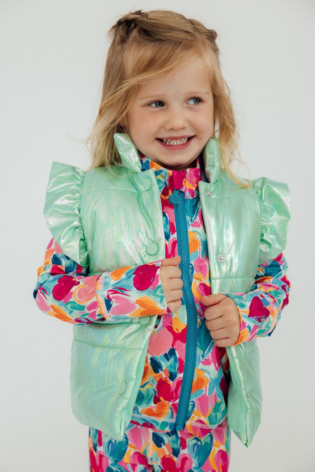 Mint Iridescent Puffer Vest - Mila & Rose ®