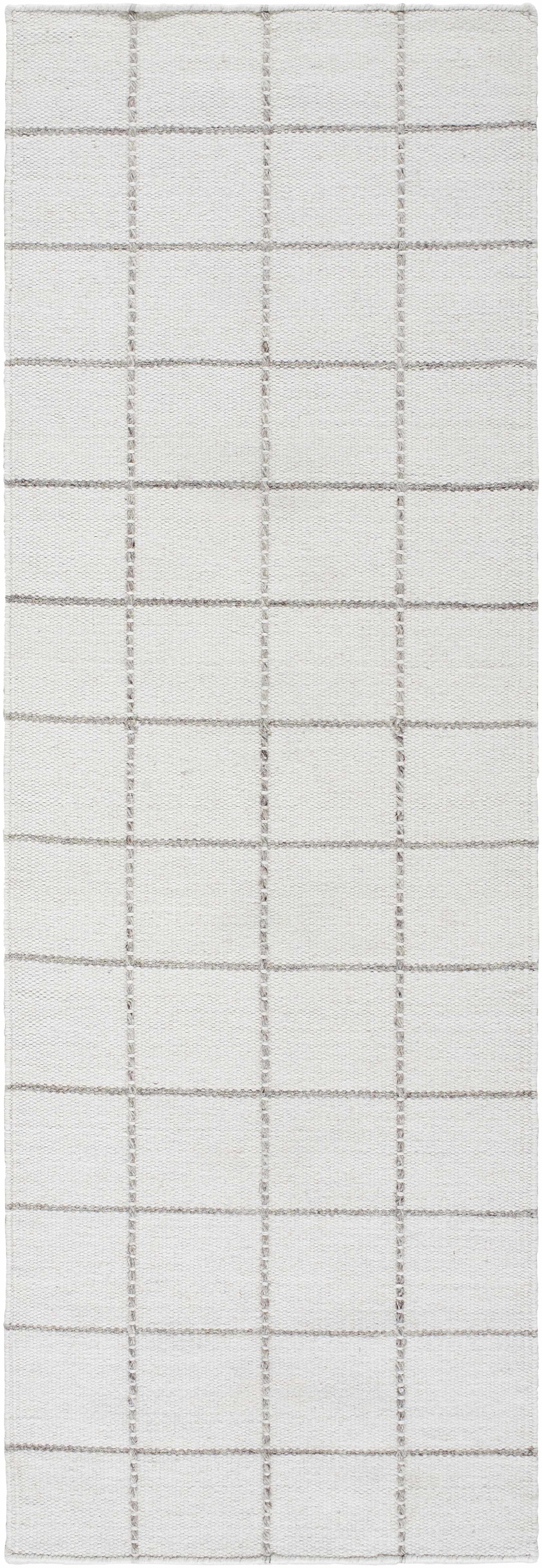 White Gray Checkered Wool Rug - Boutique Rugs