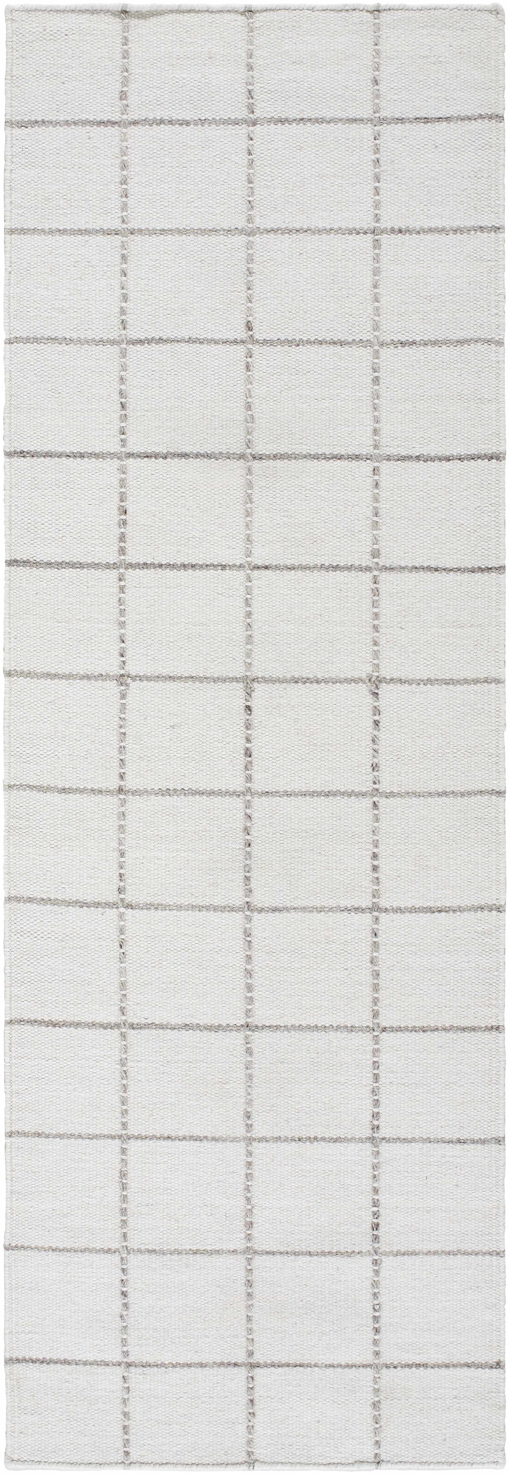 White Gray Checkered Wool Rug - Boutique Rugs