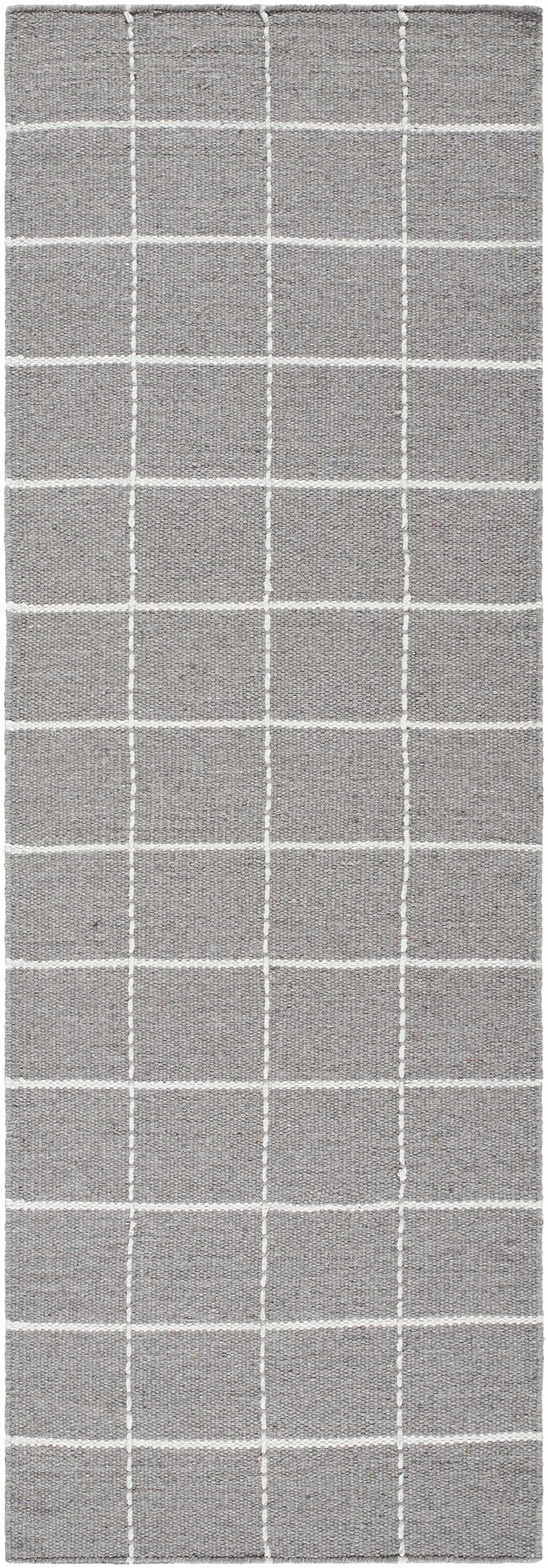 Gray Checkered Flat Woven Wool Rug - Boutique Rugs