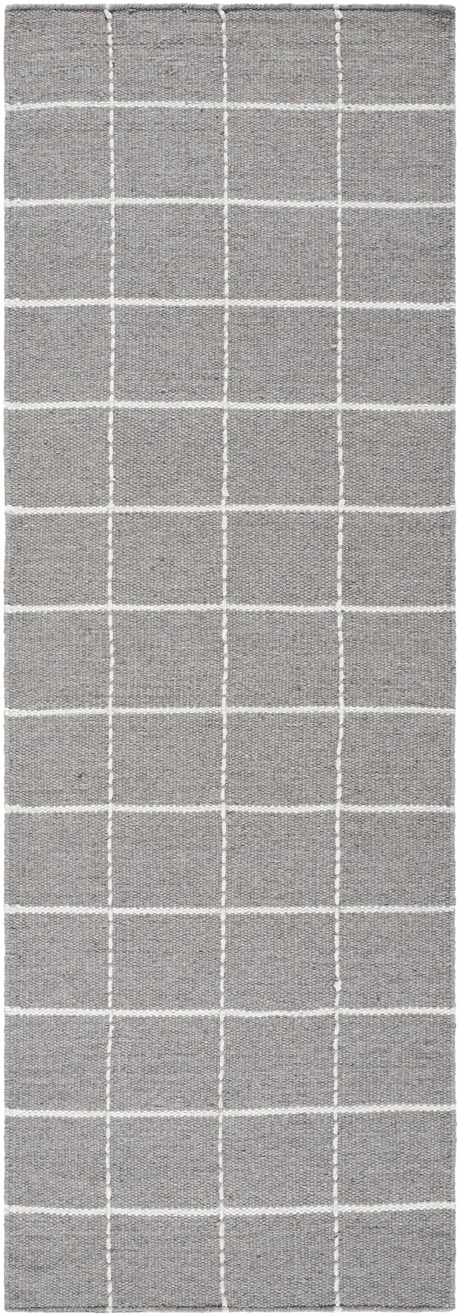 Gray Checkered Flat Woven Wool Rug - Boutique Rugs
