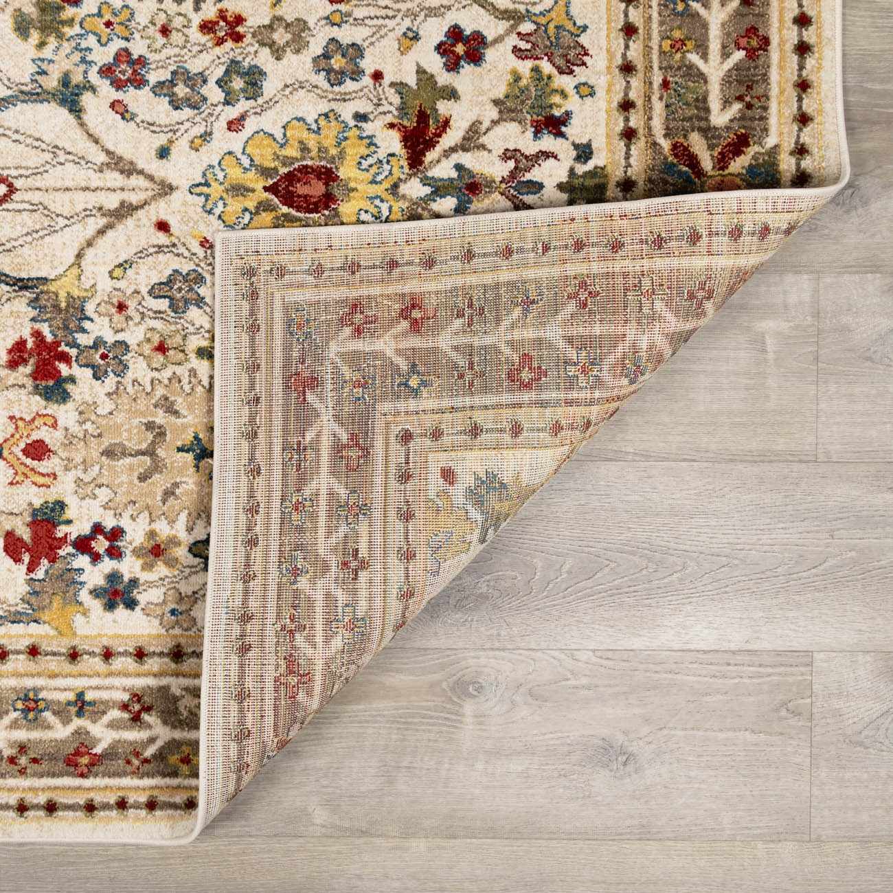 Neola White/Brown Damask Area Rug - Boutique Rugs
