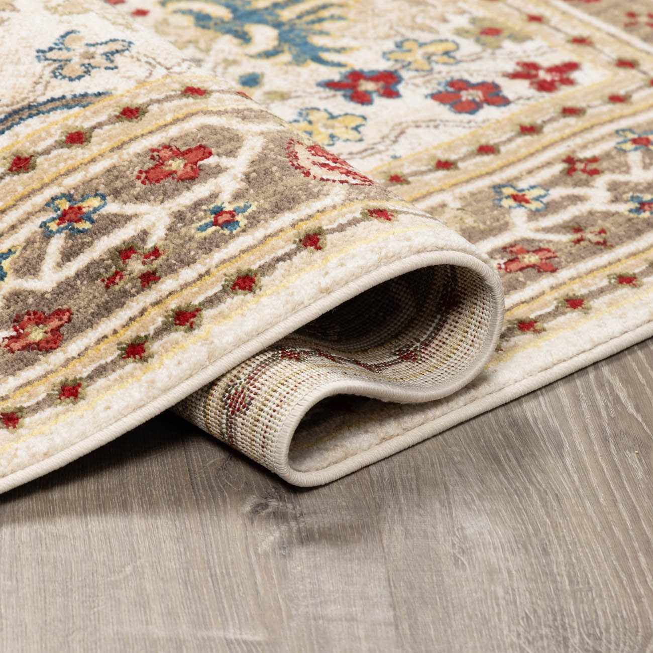 Neola White/Brown Damask Area Rug - Boutique Rugs