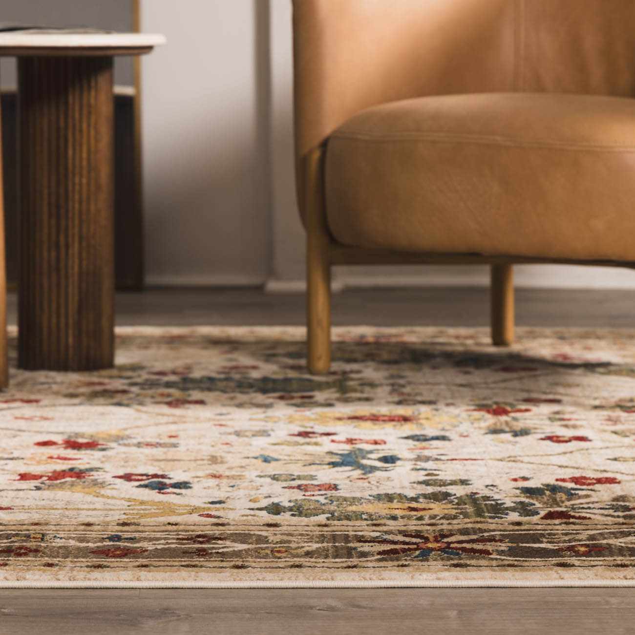 Neola White/Brown Damask Area Rug - Boutique Rugs