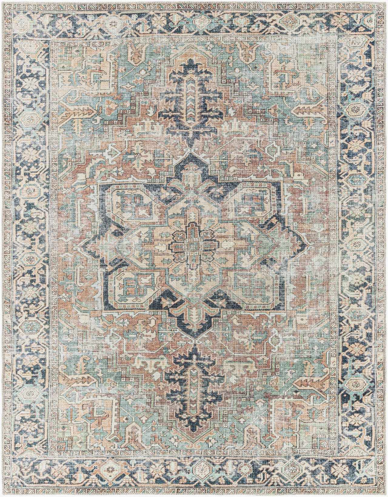Green Nisa Vintage Washable Area Rug - Boutique Rugs