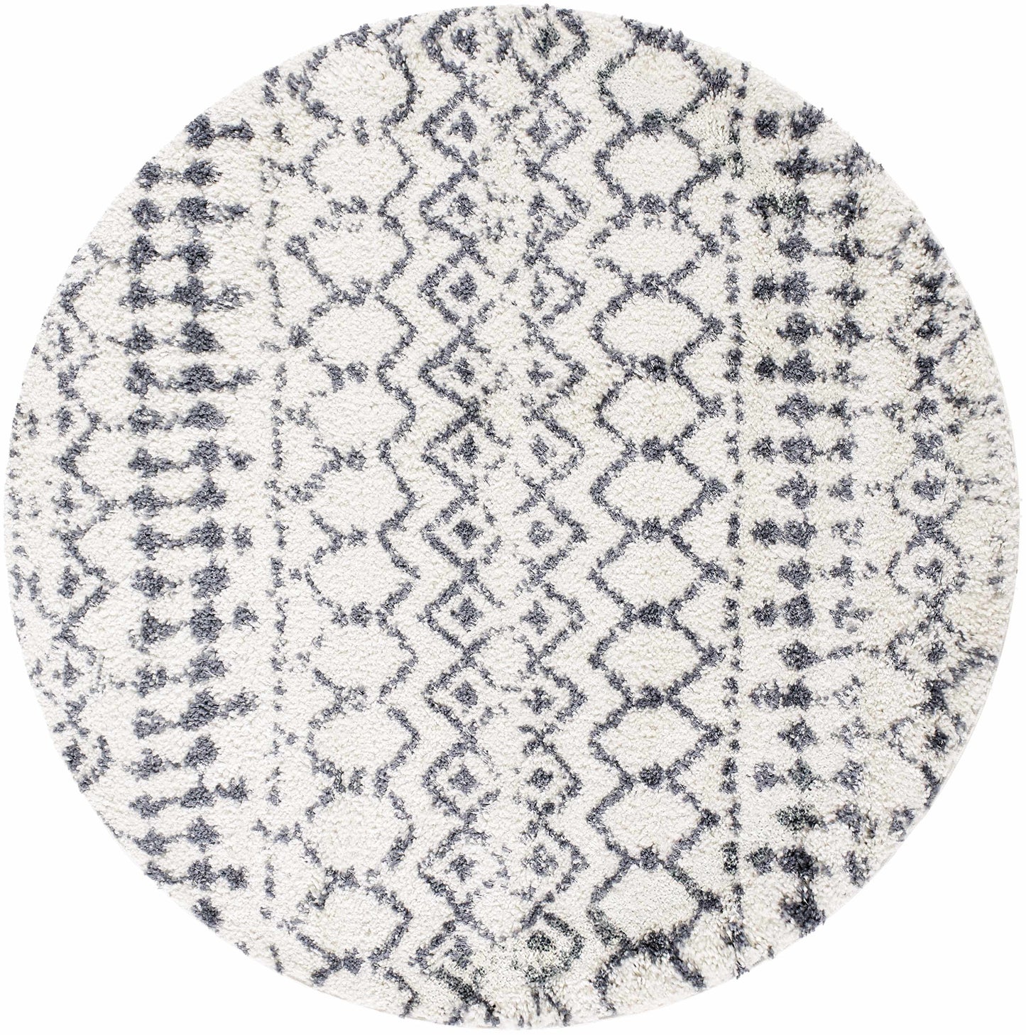 Navassa White/Gray Trellis Plush Rug - Boutique Rugs
