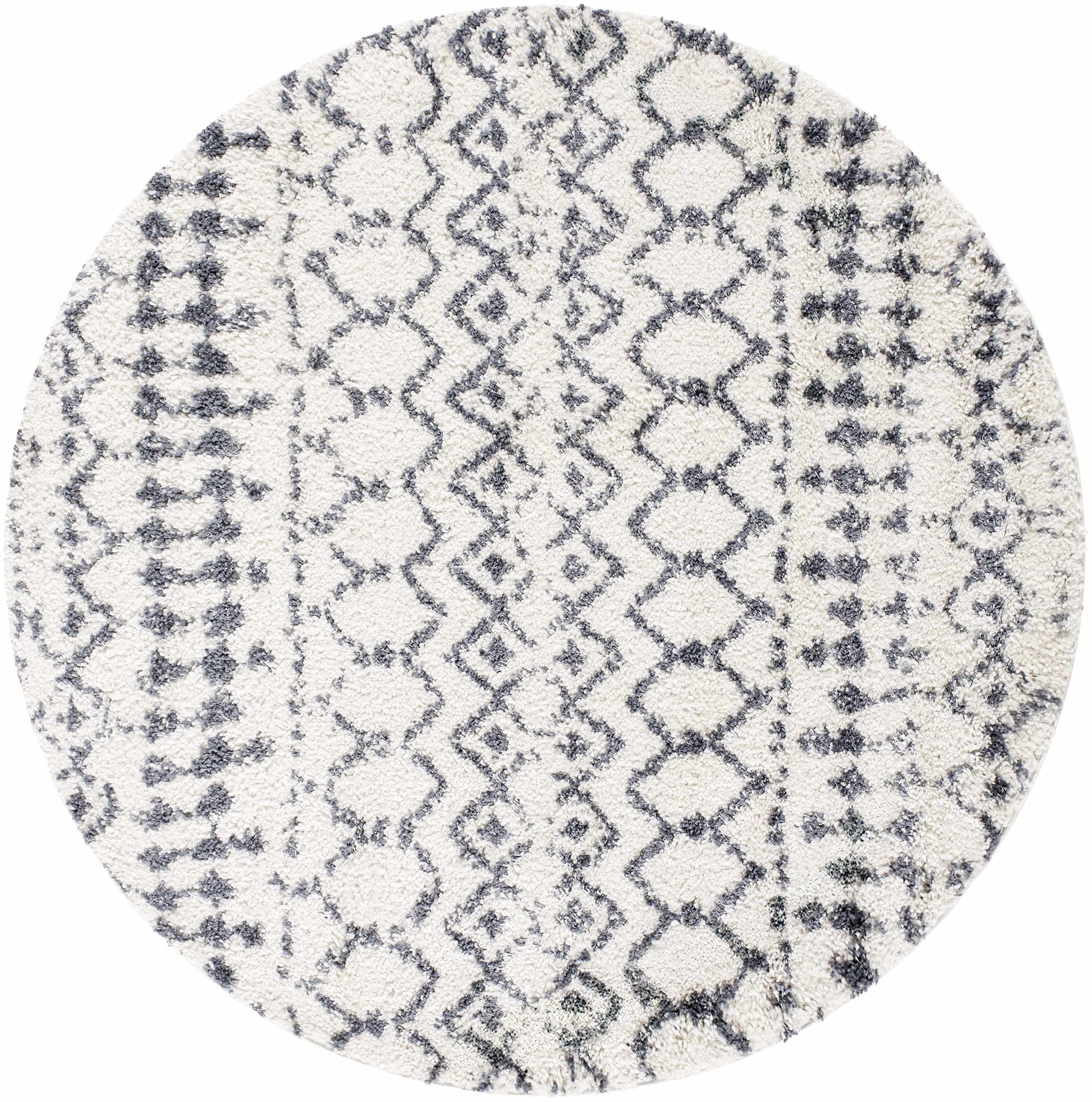Navassa White/Gray Trellis Plush Rug - Boutique Rugs