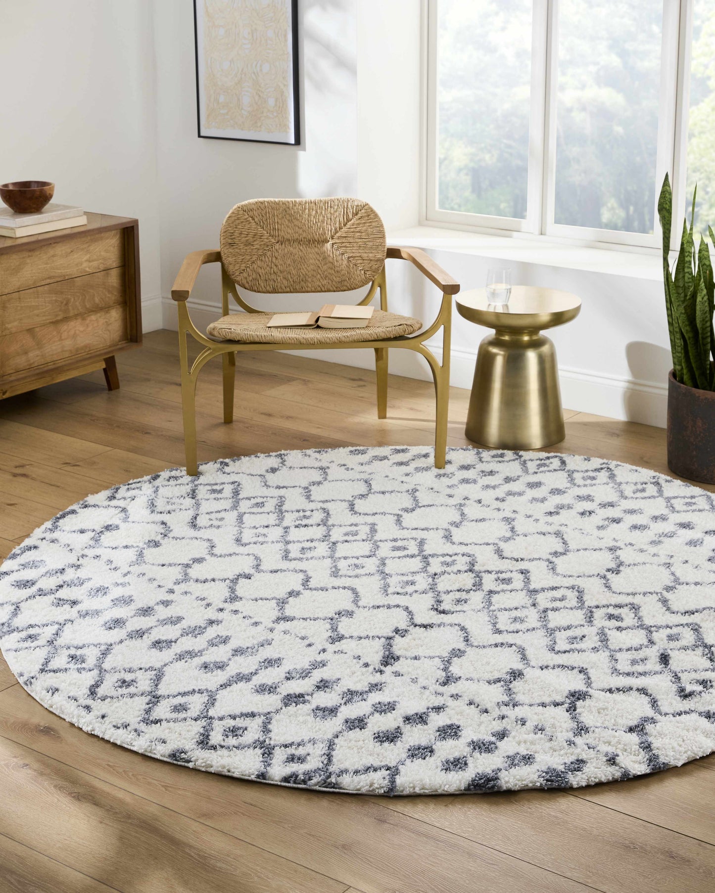 Navassa White/Gray Trellis Plush Rug - Boutique Rugs